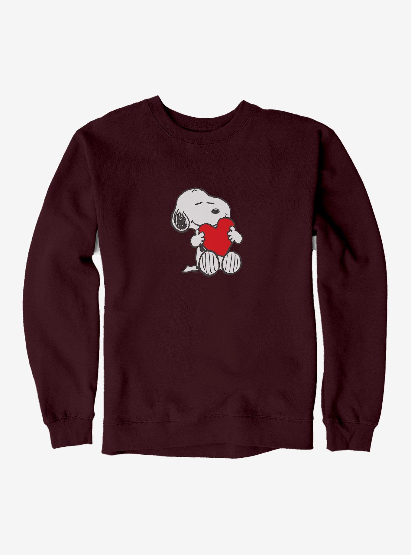 Peanuts Snoopy Valentine's Day Heart Card Sweatshirt, MAROON, hi-res