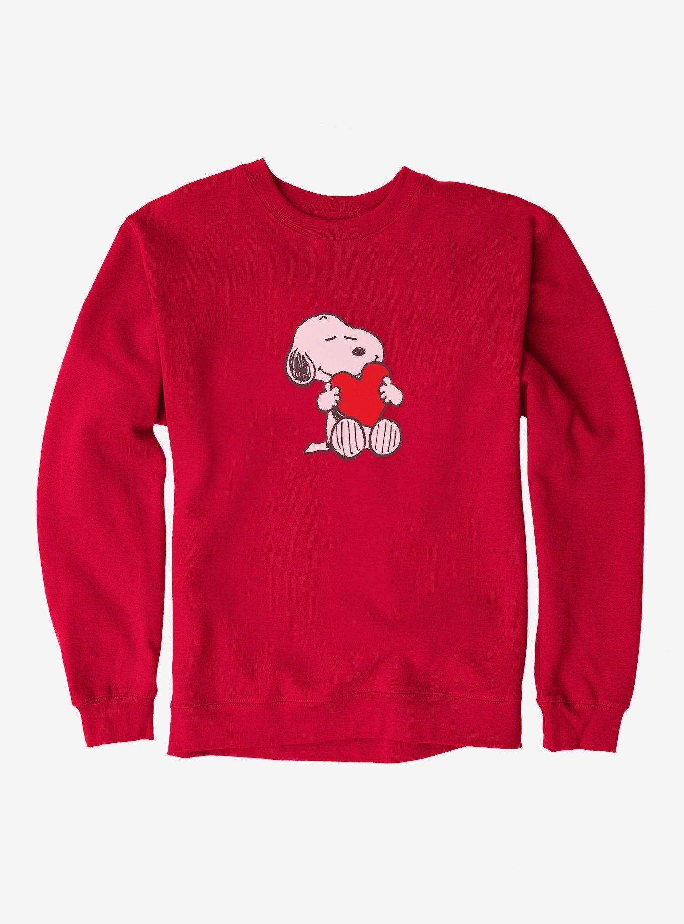 Peanuts Snoopy Valentine's Day Heart Card Sweatshirt, RED, hi-res