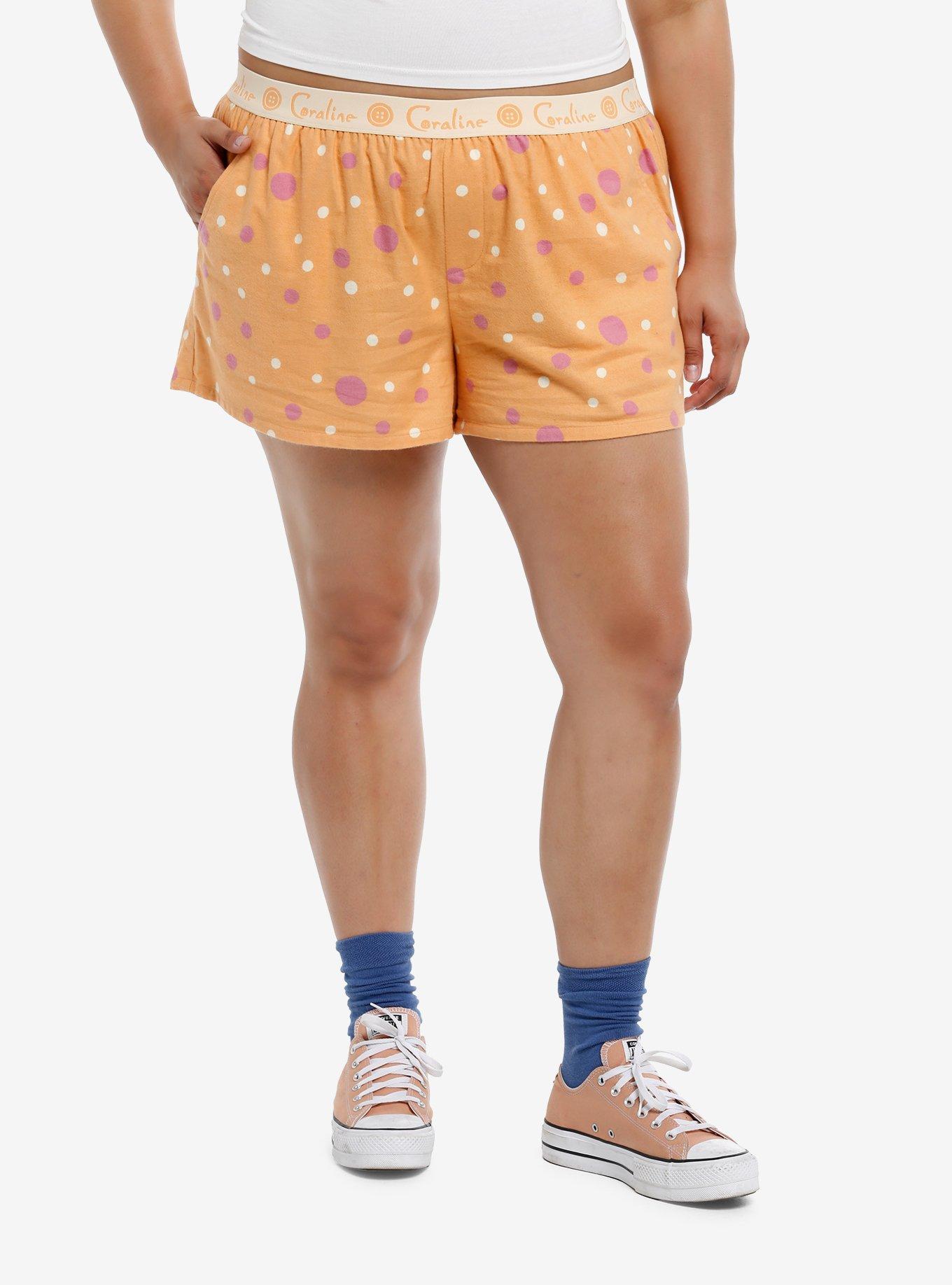 Coraline Orange Polka Dot Boxer Shorts Plus Size, , hi-res