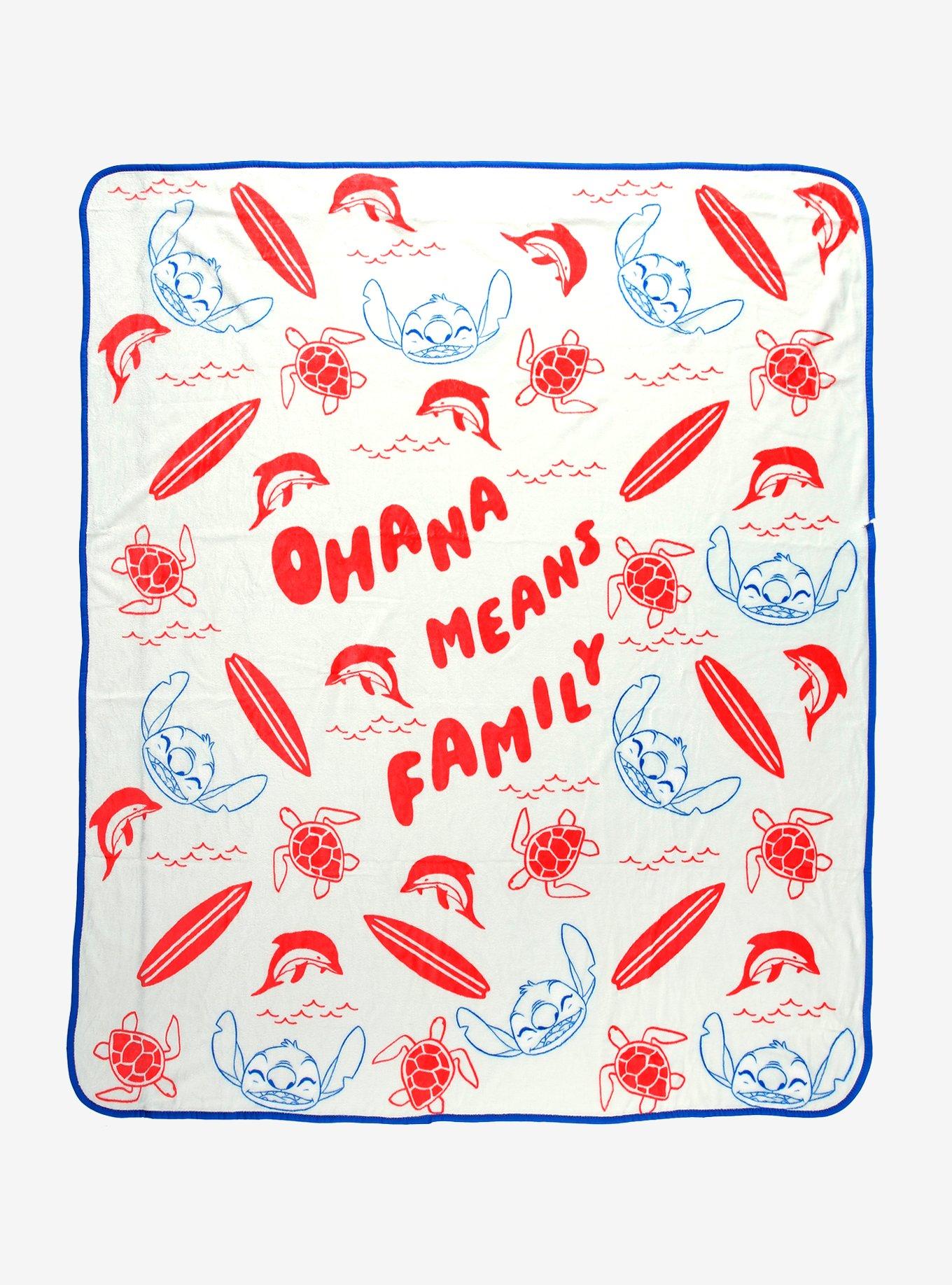 Disney Lilo & Stitch Ohana Means Family Allover Print Fleece Throw - BoxLunch Exclusive, , hi-res
