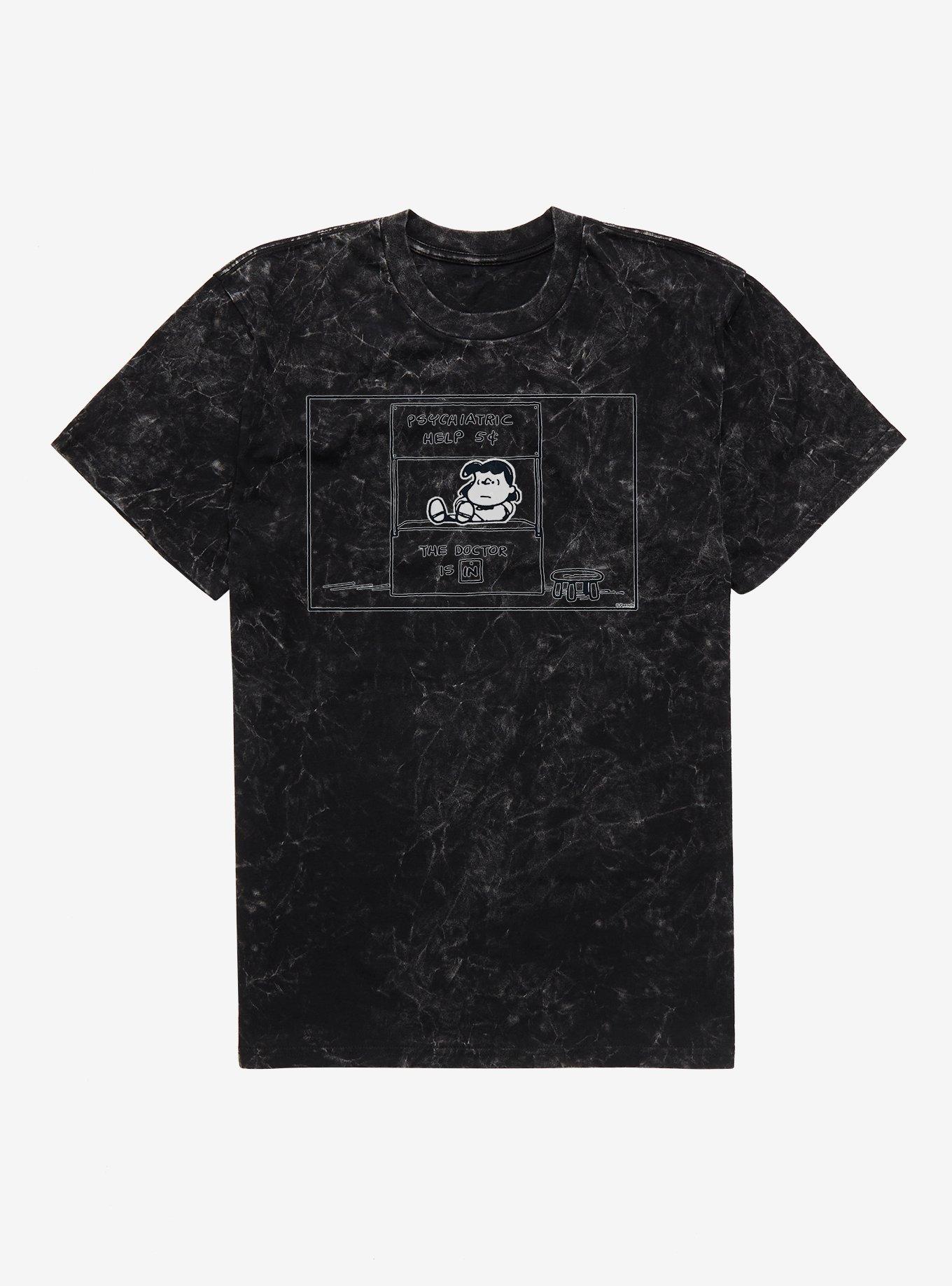 Peanuts Lucy Psychiatric Help Mineral Wash T-Shirt, BLACK MINERAL WASH, hi-res