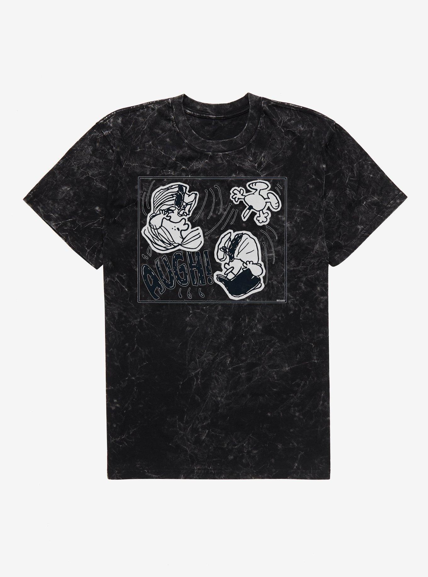 Peanuts Augh! Mineral Wash T-Shirt, BLACK MINERAL WASH, hi-res