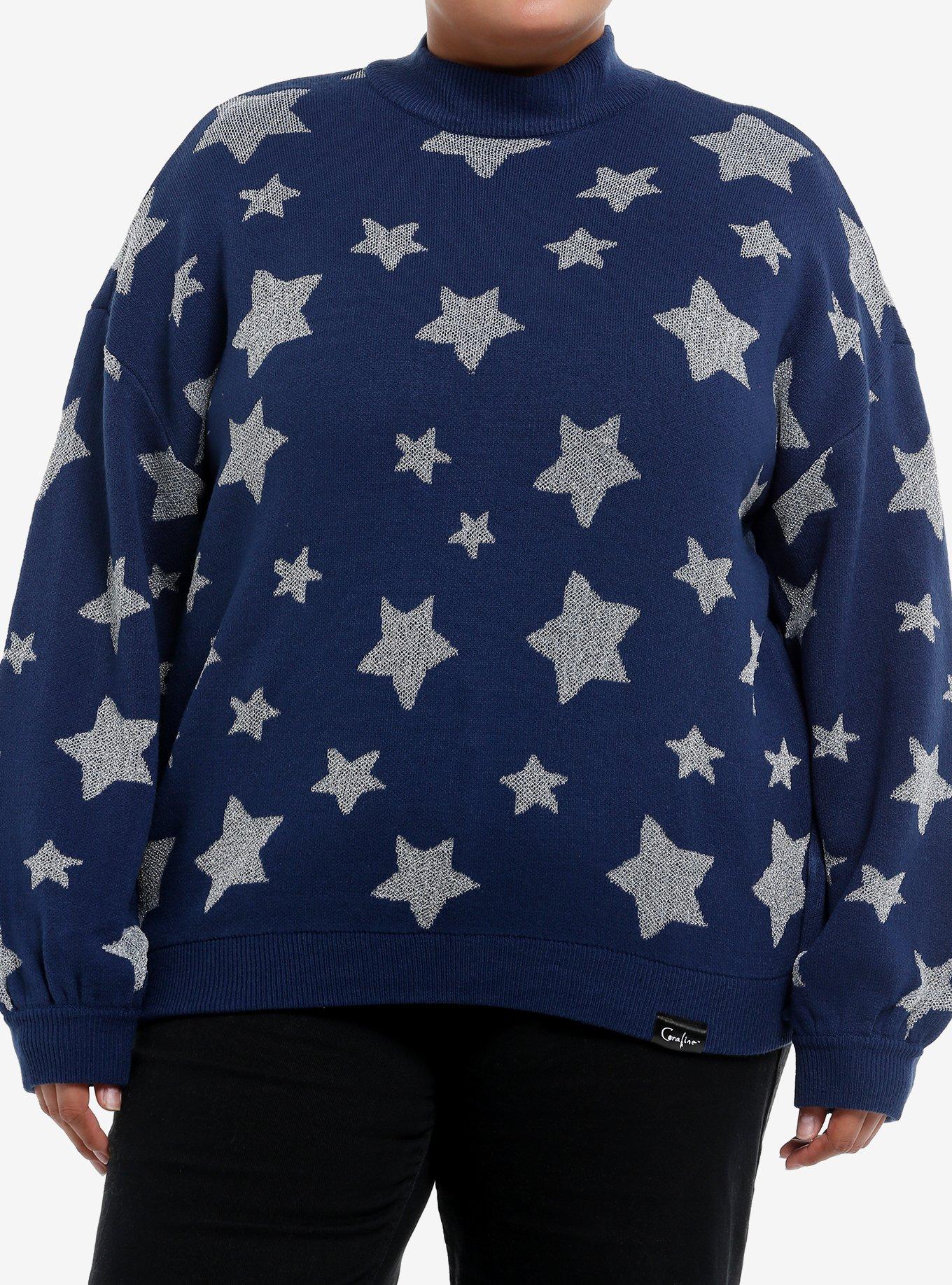 Coraline Star Glitter Knit Sweater Plus Size, , hi-res