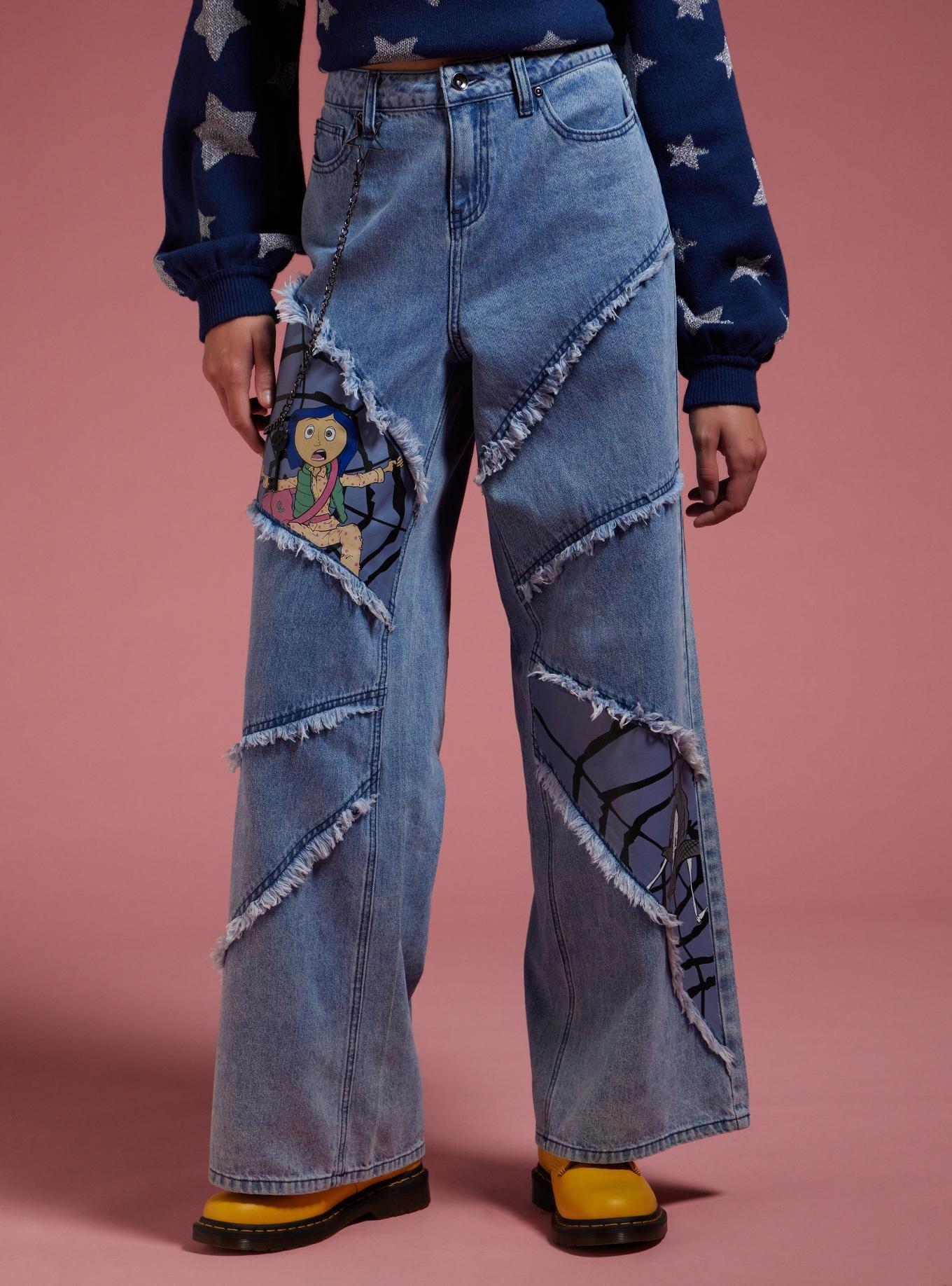 Coraline Panel Chain Wide Leg Jeans, , hi-res