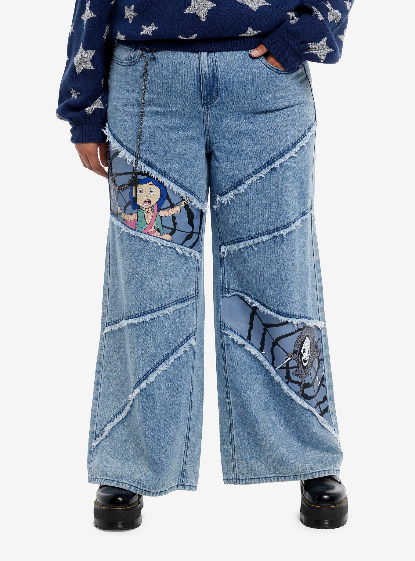 Coraline Panel Chain Wide Leg Jeans Plus Size, , hi-res