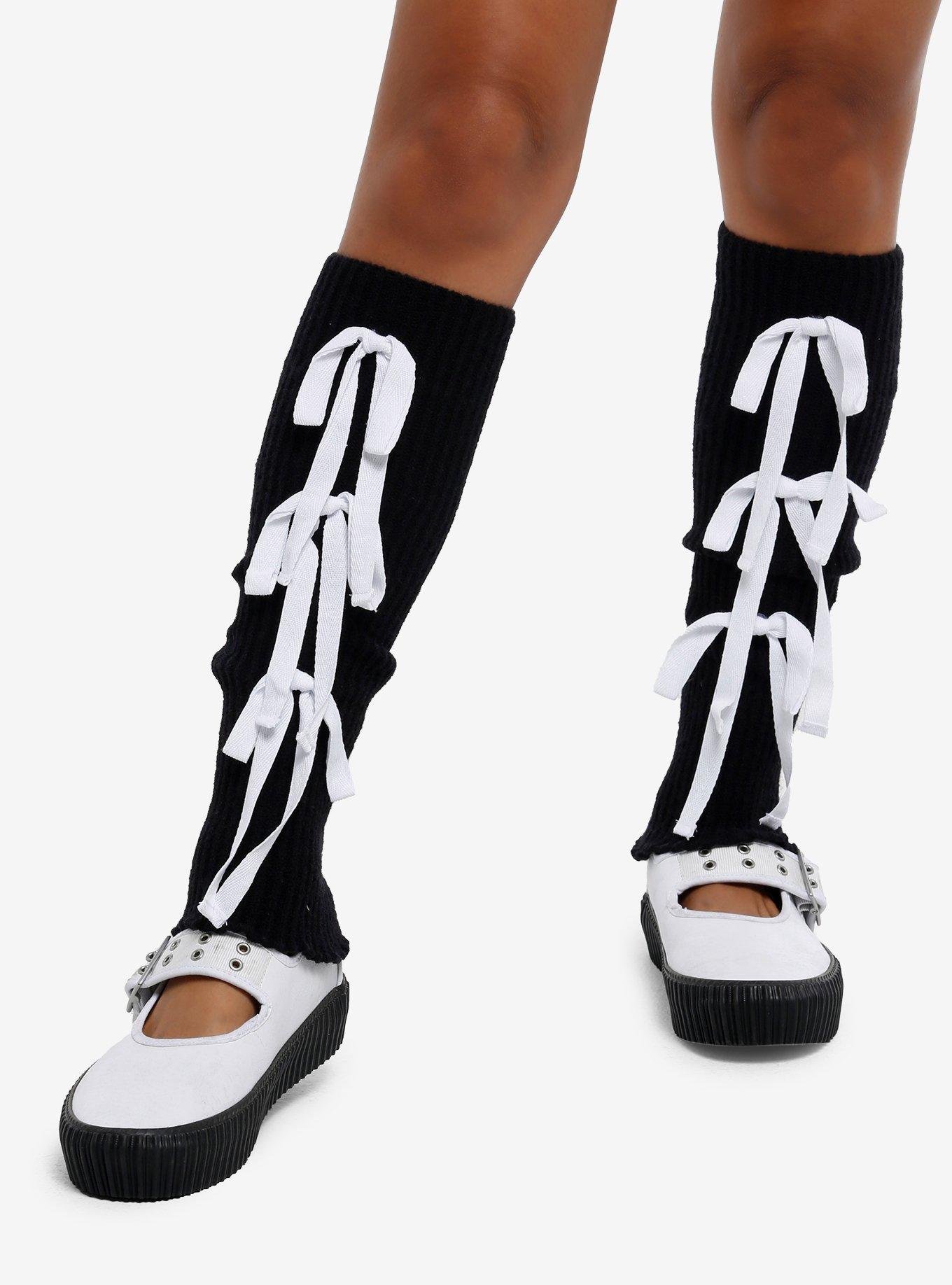 Black & White Bow Leg Warmers, , hi-res