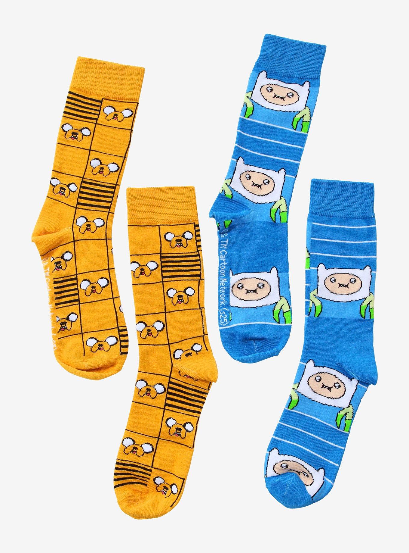Adventure Time Finn & Jake Grid Crew Socks 2 Pair, , hi-res