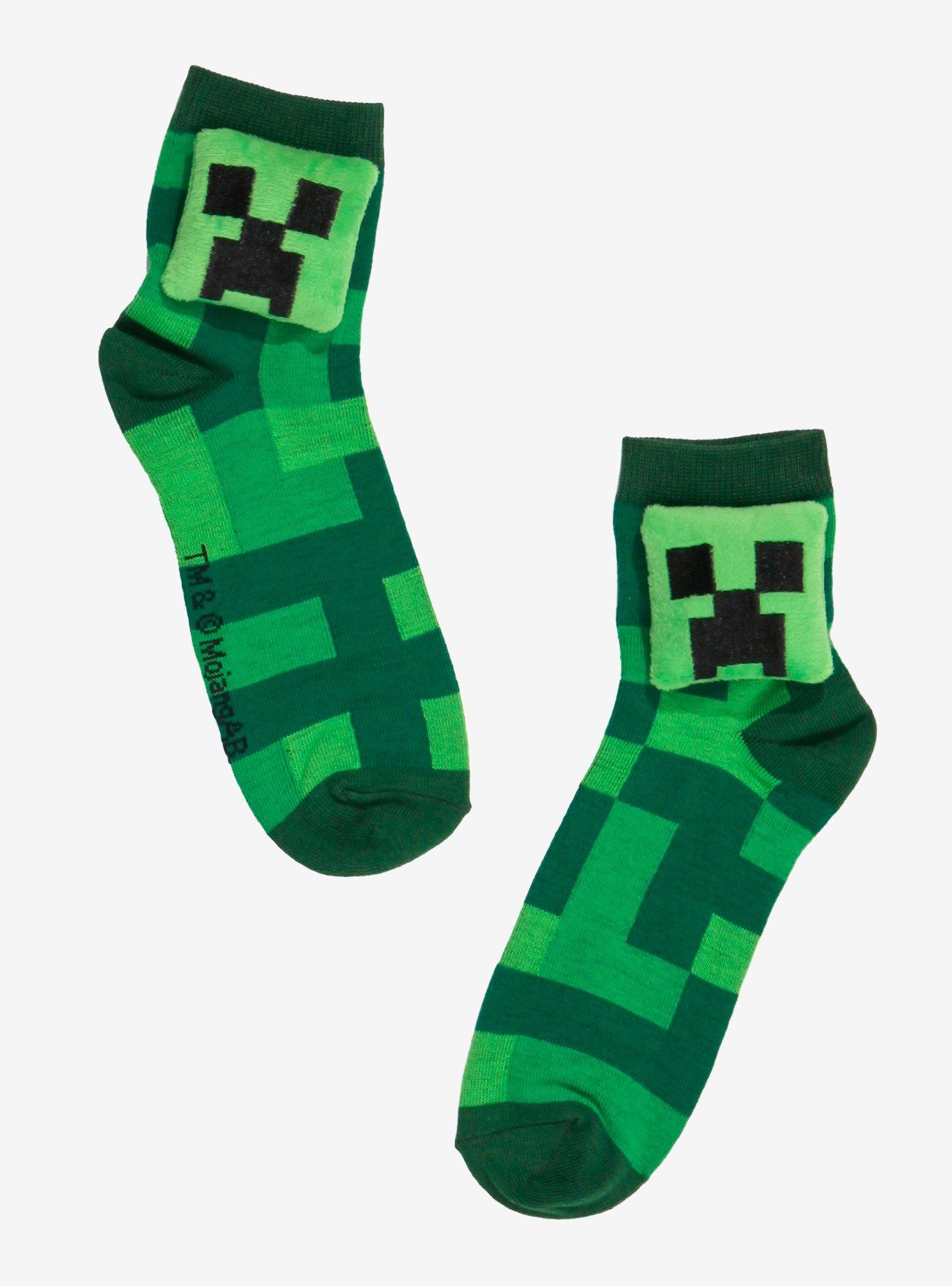 Minecraft Creeper Plush Head Ankle Socks, , hi-res