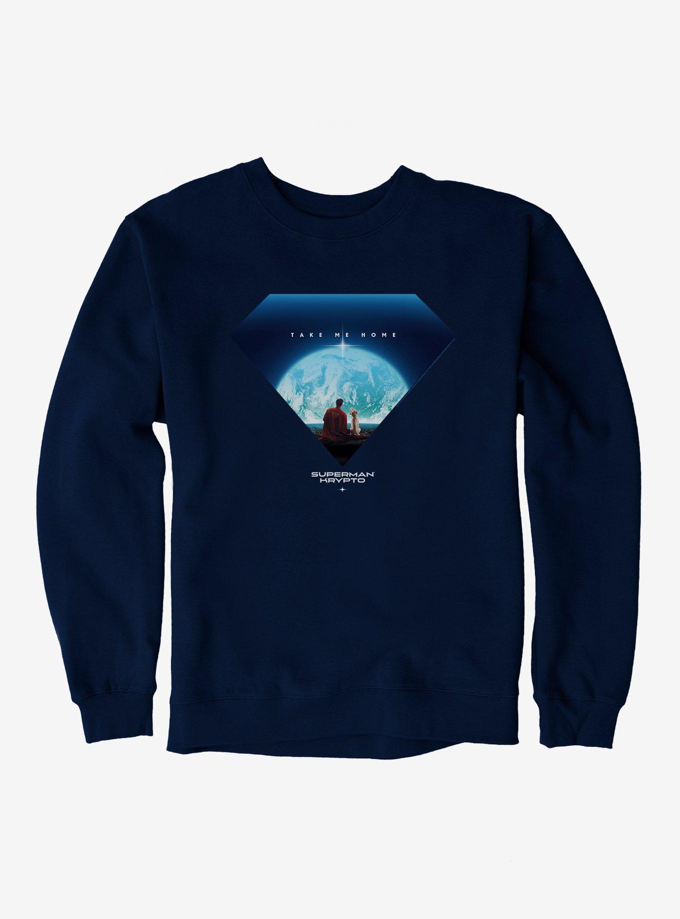 DC Superman Krypto Take Me Home Sweatshirt Hot Topic Web Exclusive, NAVY, hi-res