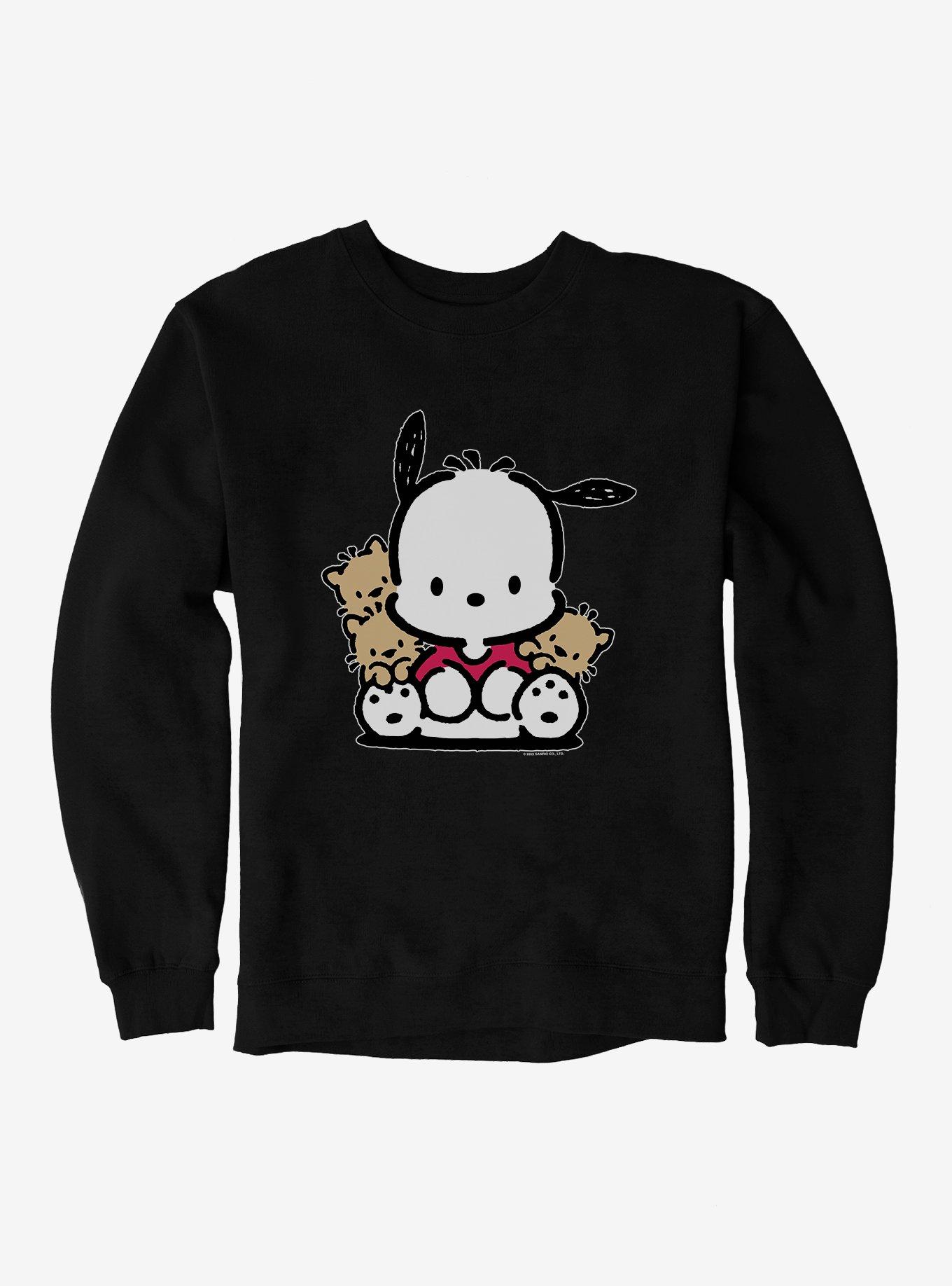 Pochacco Sitting With Friends Sweatshirt, BLACK, hi-res