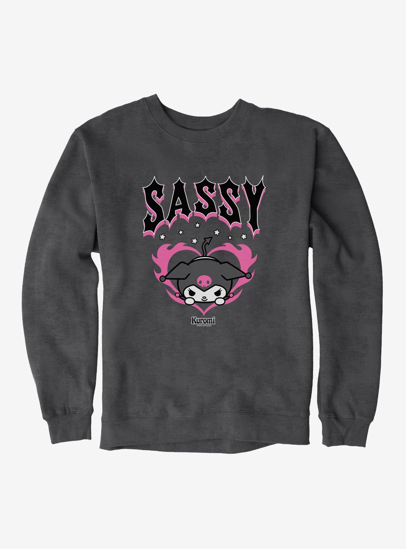 Kuromi Sassy Sweatshirt, DARK HEATHER, hi-res