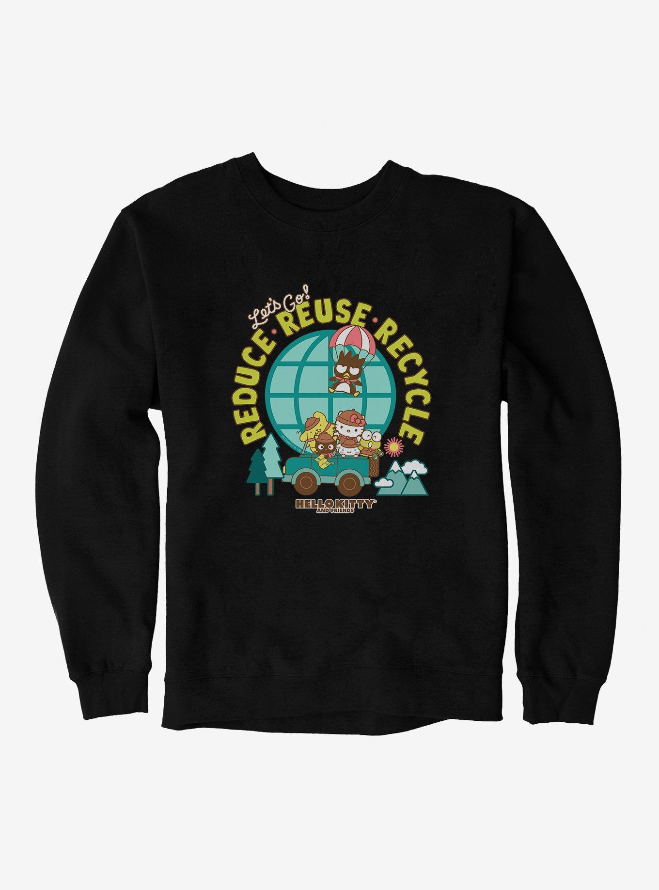 Hello Kitty & Friends Earth Day Reduce, Reuse, Recycle Sweatshirt, BLACK, hi-res
