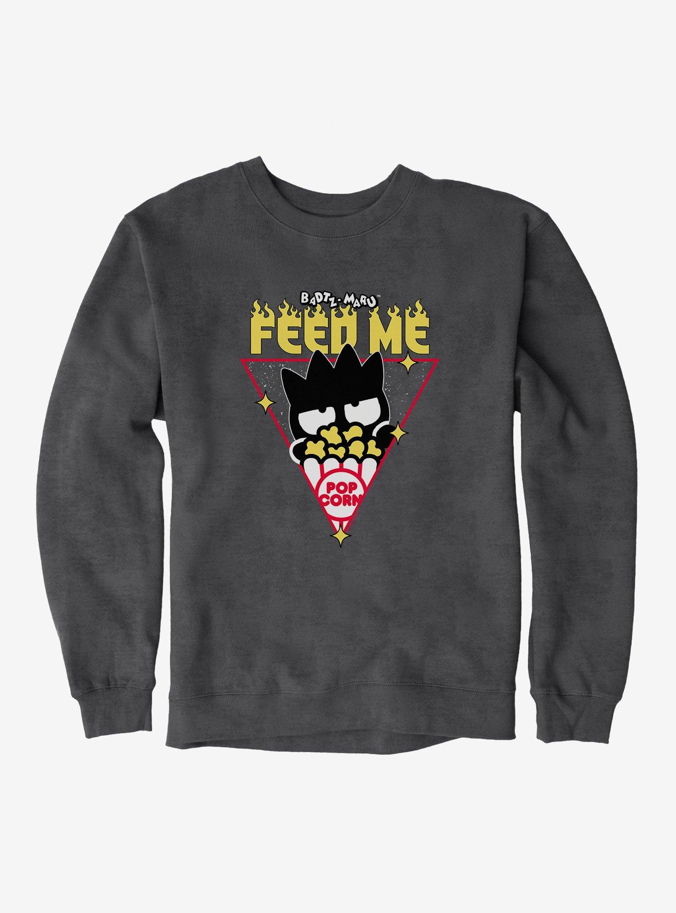 Badtz-Maru Feed Me Popcorn Sweatshirt, DARK HEATHER, hi-res