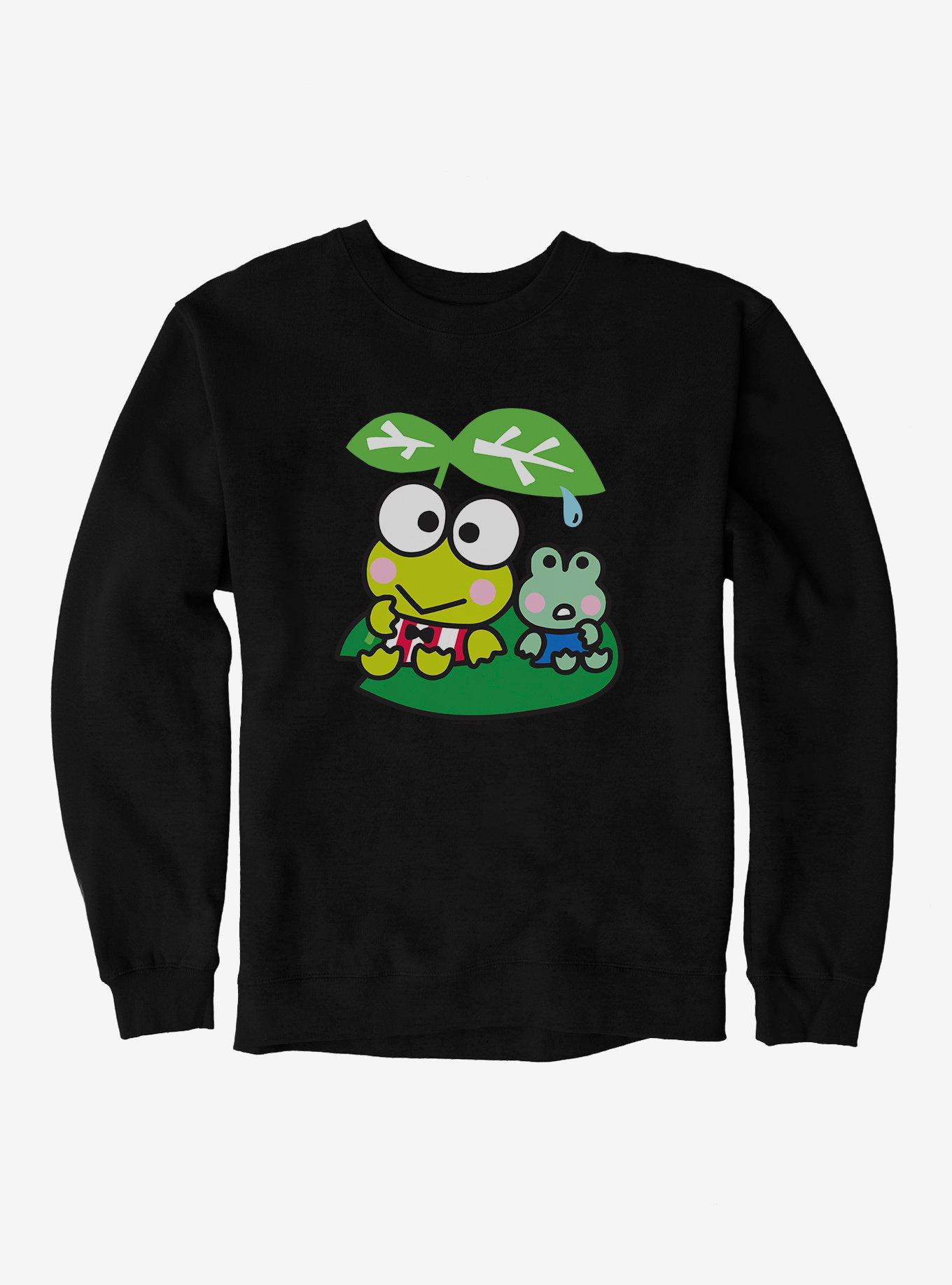 Keroppi & Kokero Water Drop Sweatshirt, BLACK, hi-res