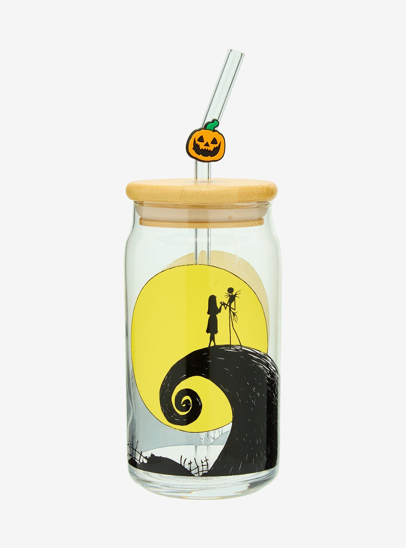 Disney The Nightmare Before Christmas Spiral Hill Silhouette Glass Cup with Straw, , hi-res