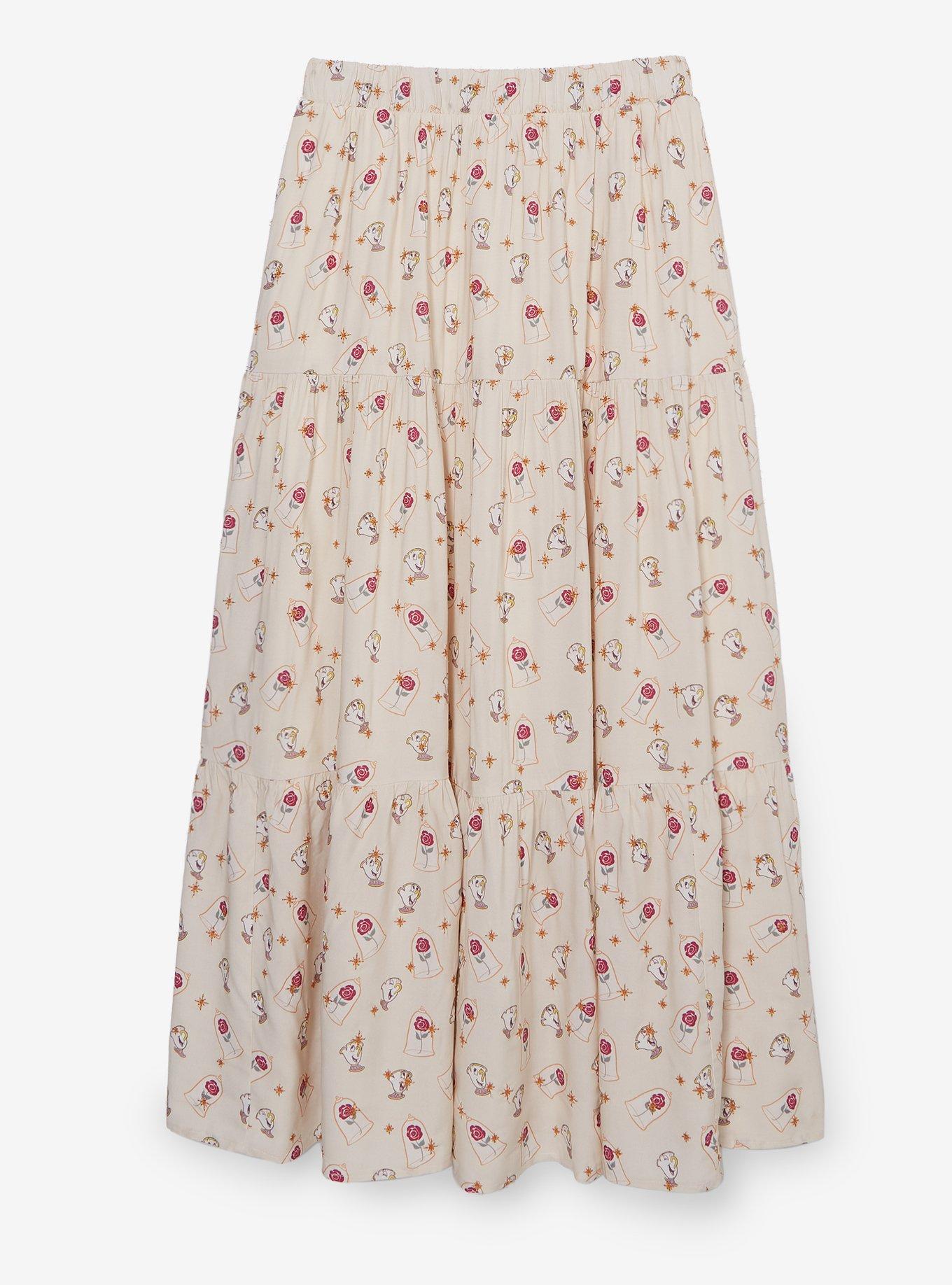 Disney Beauty And The Beast Chip & Roses Allover Print Maxi Skirt, , hi-res