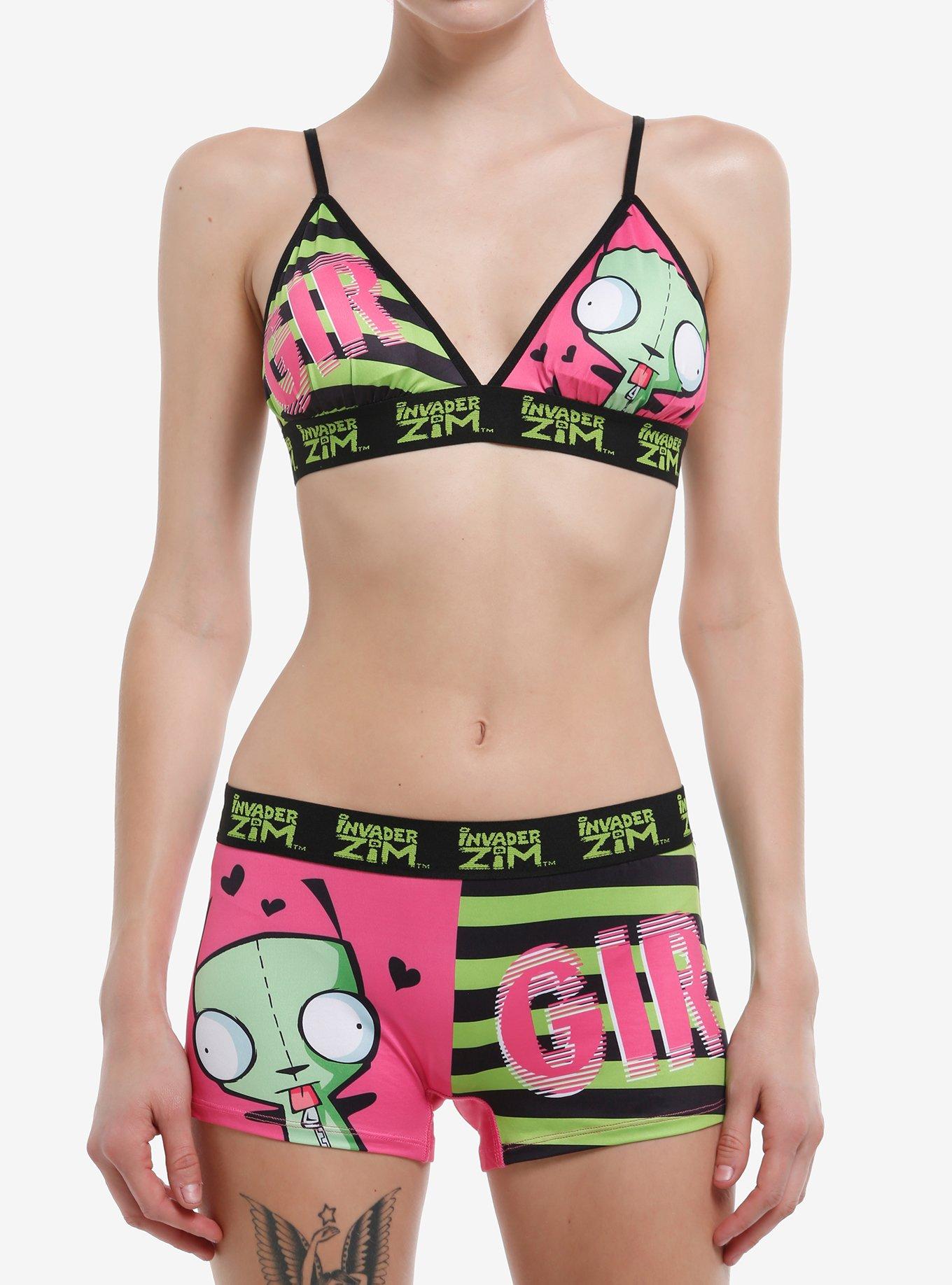 Invader Zim GIR Stripe Bra & Boyshort Panty Set, , hi-res
