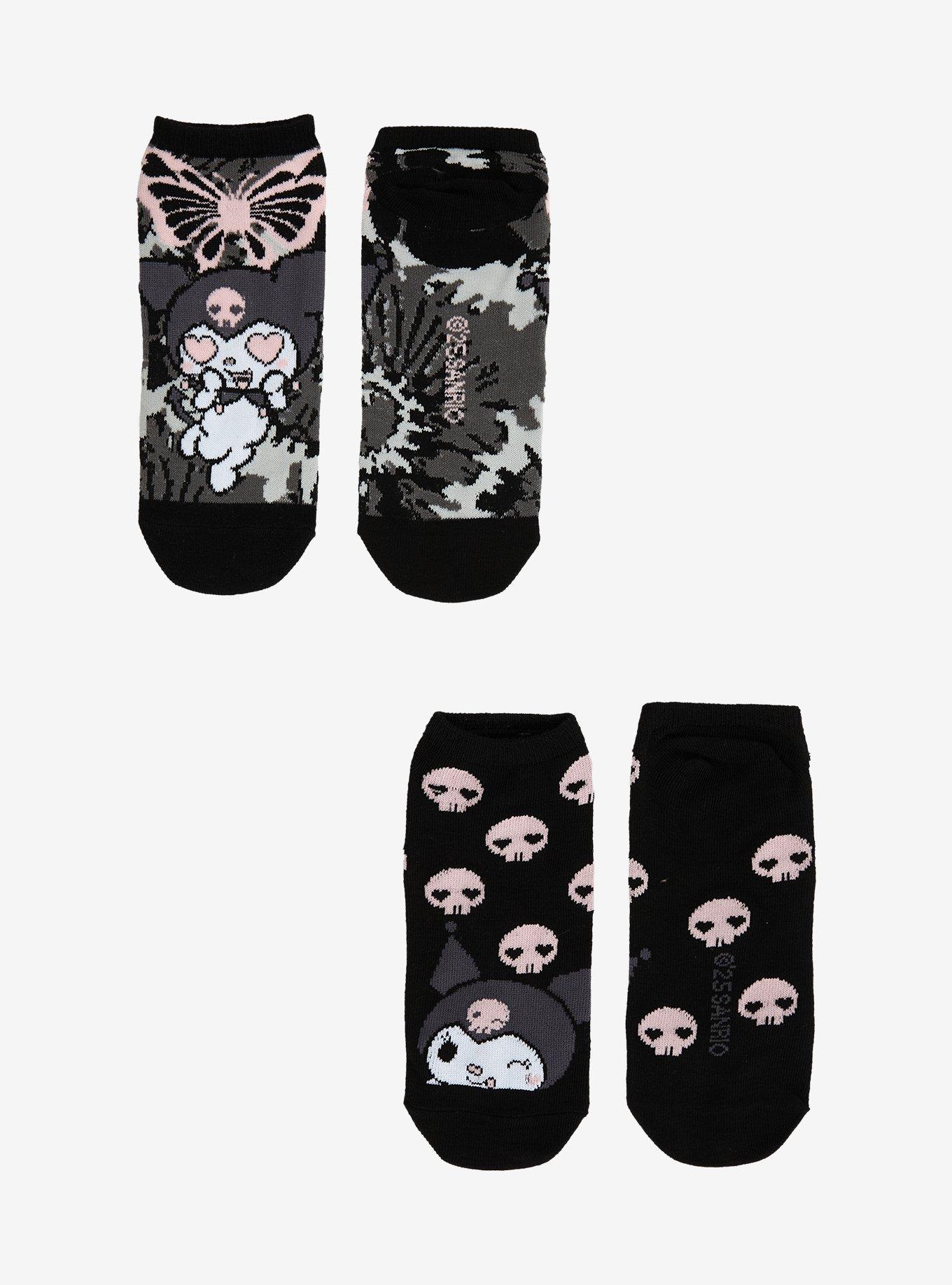Kuromi Skull Tie-Dye No-Show Socks 2 Pair, , hi-res