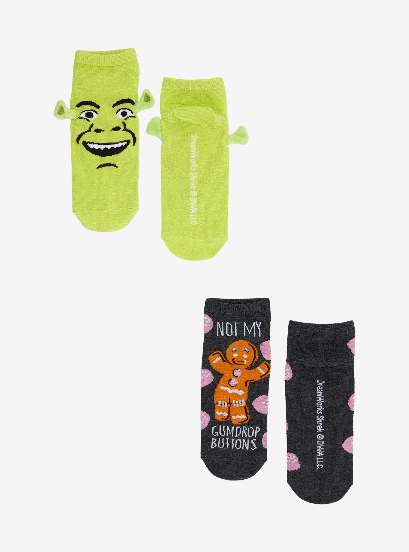 Shrek Face & Gingy No-Show Socks 2 Pair, , hi-res