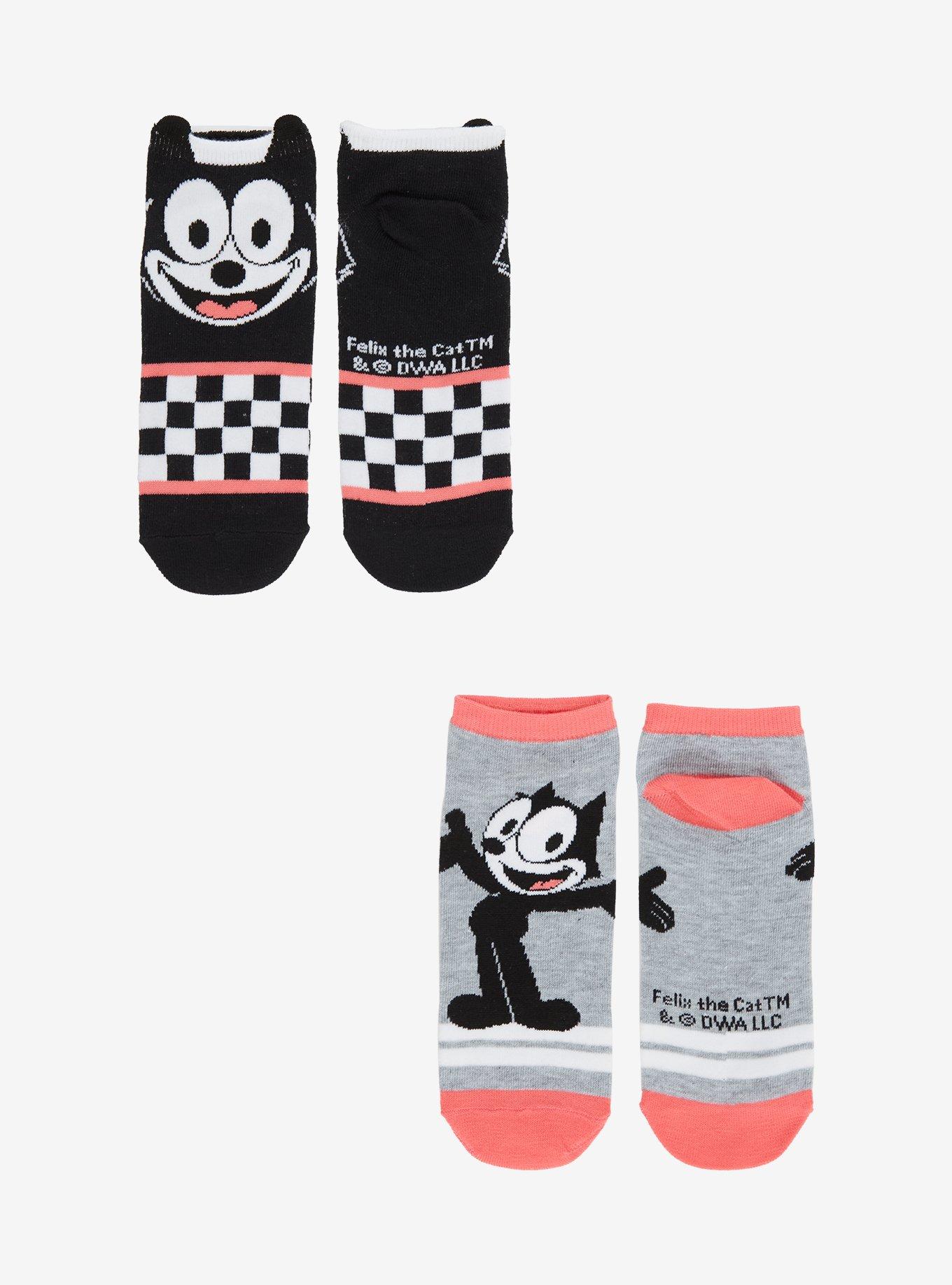 Felix The Cat Checker Stripe No-Show Socks 2 Pair, , hi-res