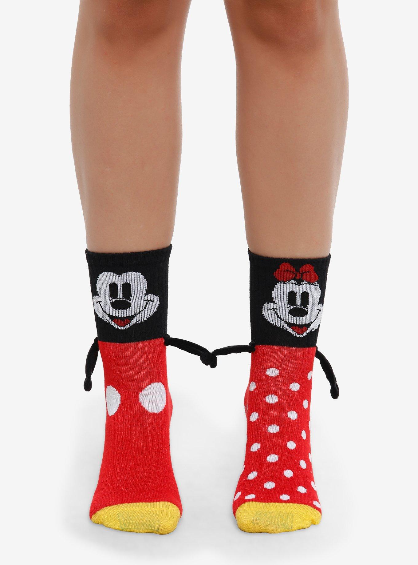 Disney Mickey Mouse & Minnie Mouse Magnetic Arms Mismatch Crew Socks, , hi-res