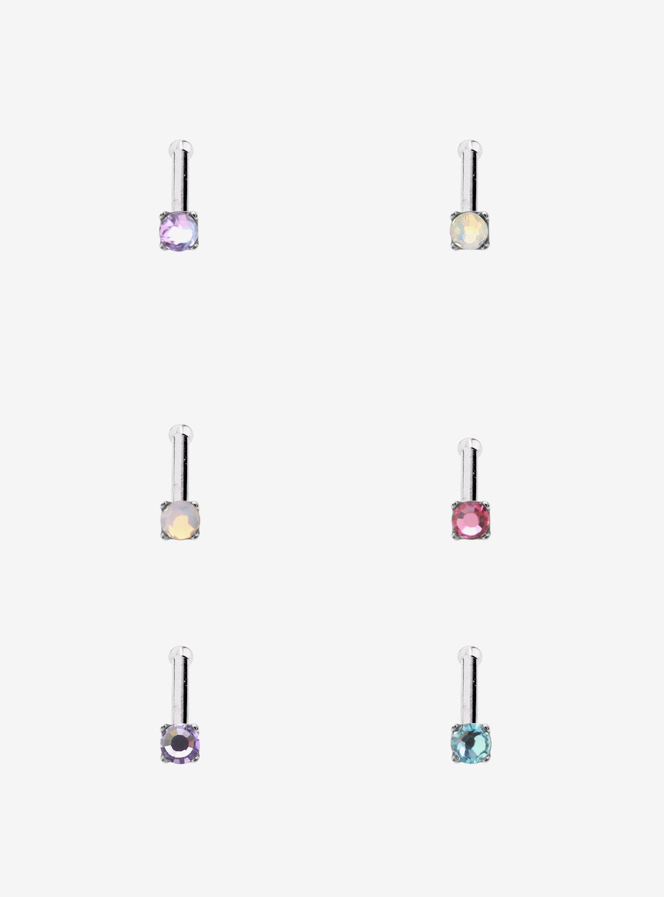 Steel Silver Basic Nose Stud 6 Pack, , hi-res