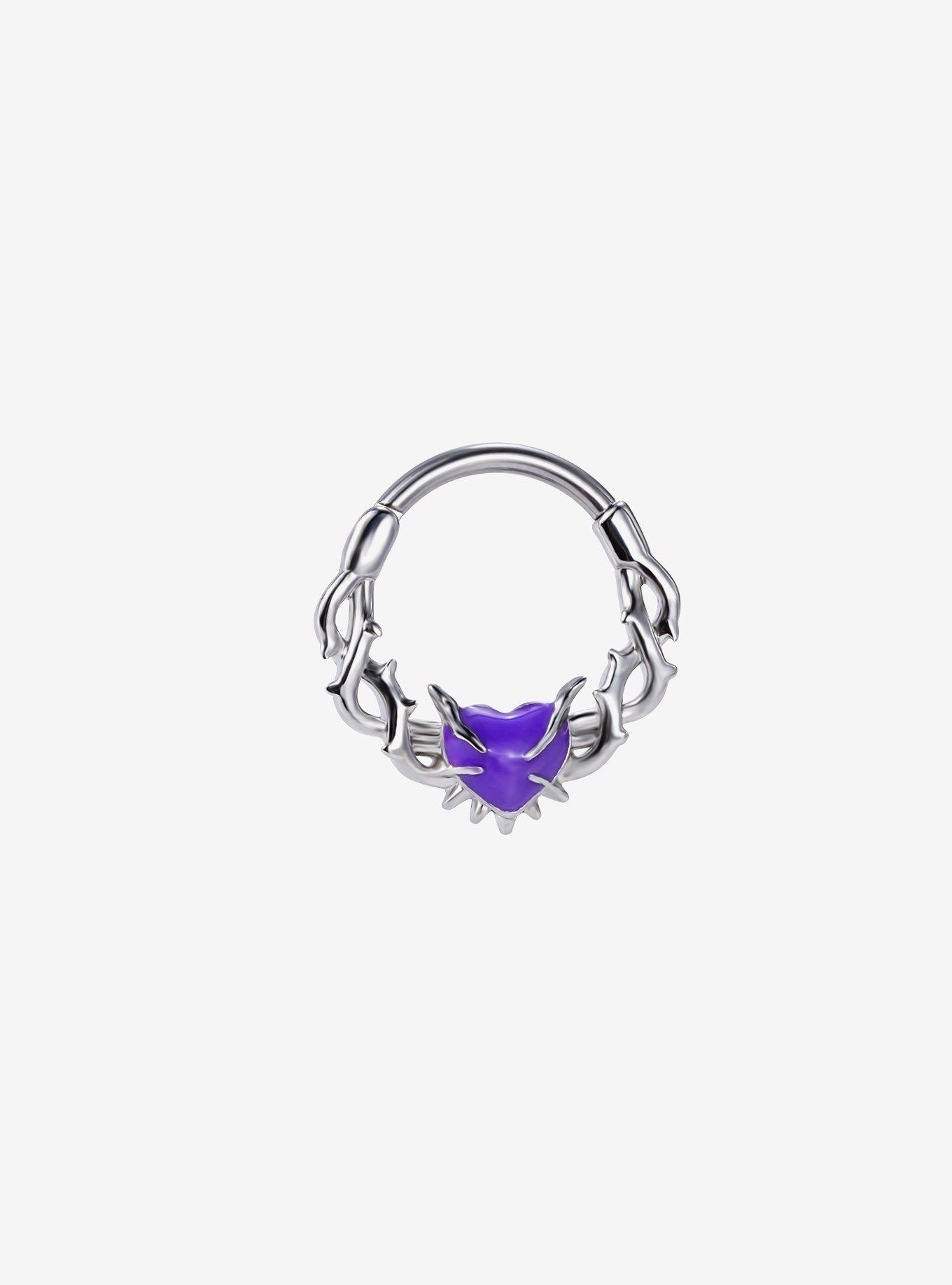 Steel Thorn Purple Heart Hinged Clicker, , hi-res
