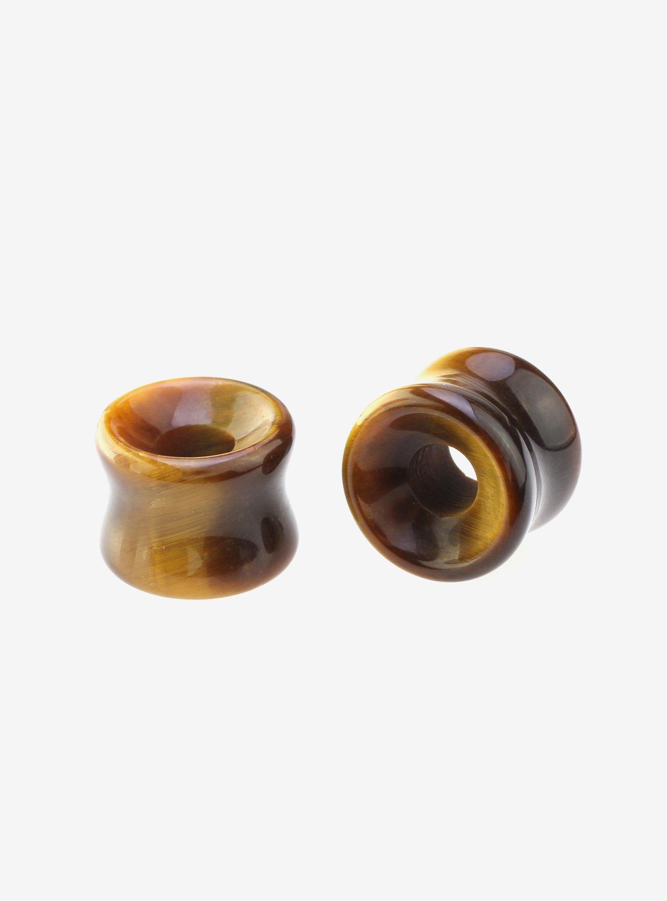 Stone Brown Tiger's Eye Eyelet Plug 2 Pack, , hi-res