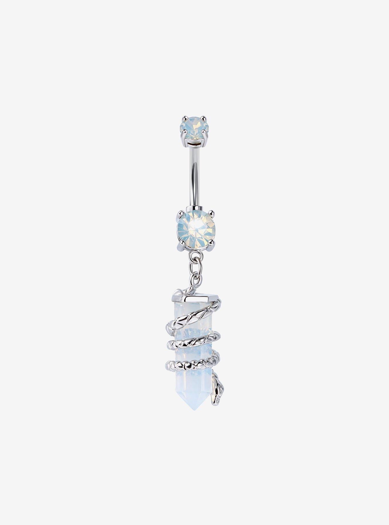 14G Steel Crystal Snake Wrap Navel Barbell, , hi-res