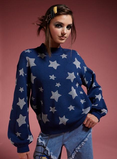 Coraline Star Glitter Knit Girls Sweater | Hot Topic
