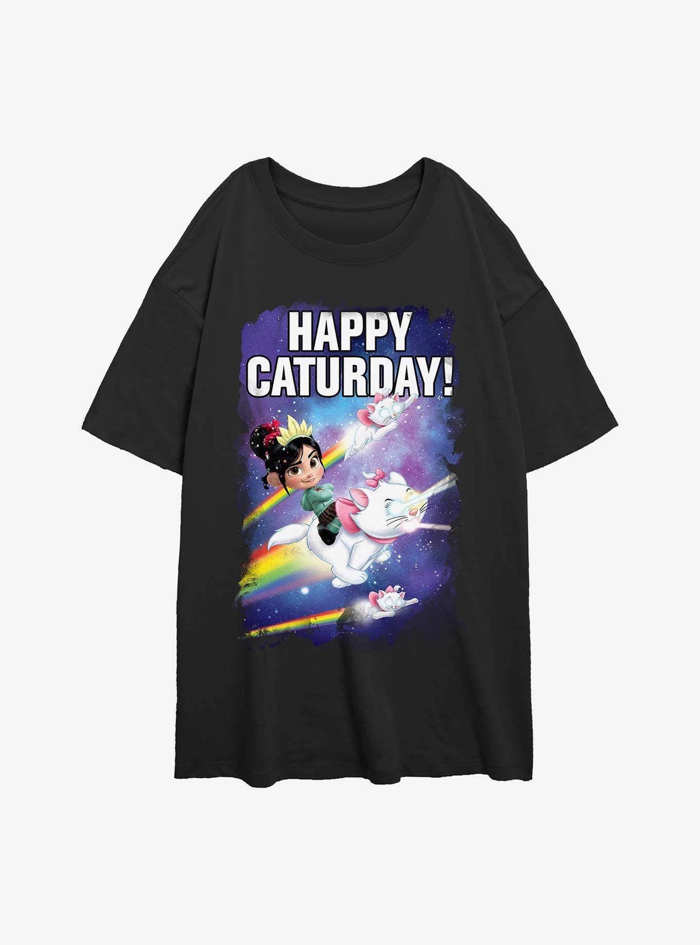 Disney Wreck It Penelope Happy Caturday Penelope Womens Oversized T-Shirt, BLACK, hi-res