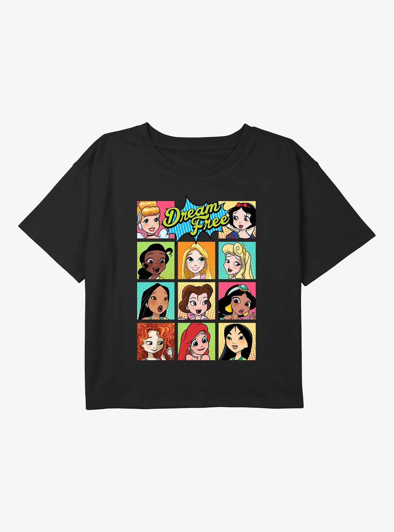 Disney Princesses Dream Free Comic Portraits Youth Girls Boxy T-Shirt, , hi-res