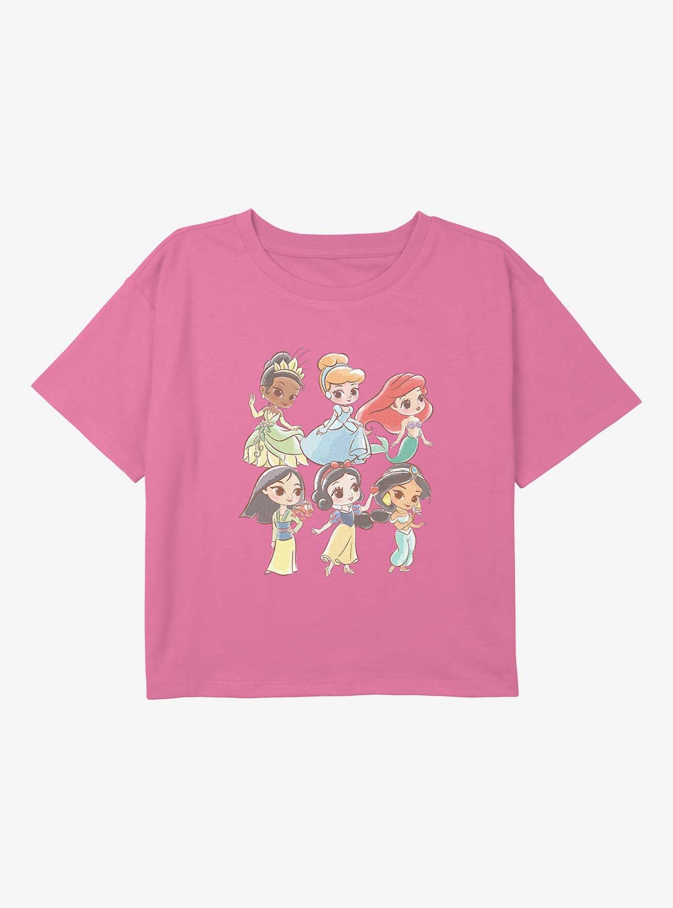 Disney Princesses Chibi Princess Grid Youth Girls Boxy T-Shirt, , hi-res