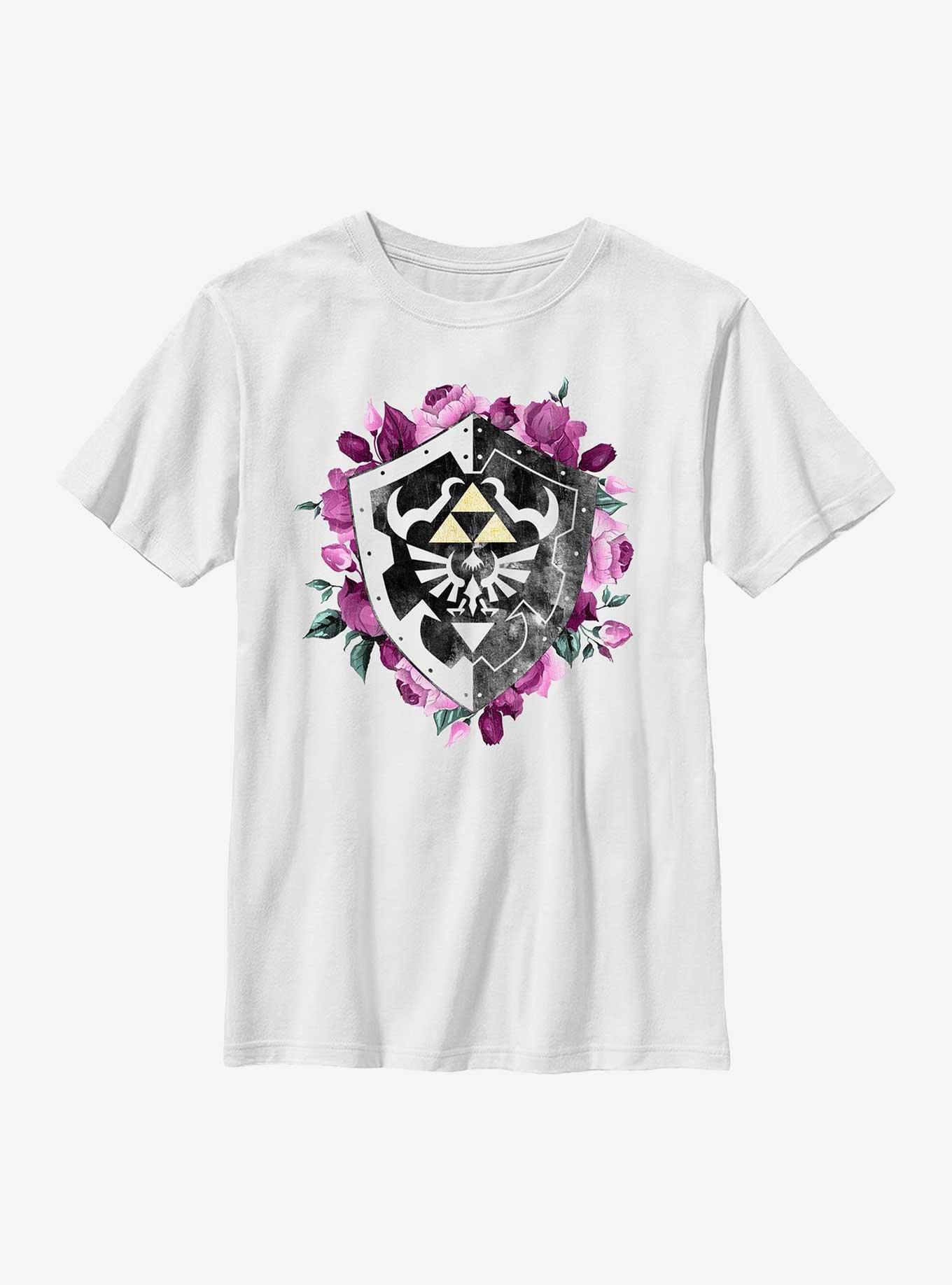 The Legend Of Zelda Floral Sheild Youth T-Shirt, , hi-res