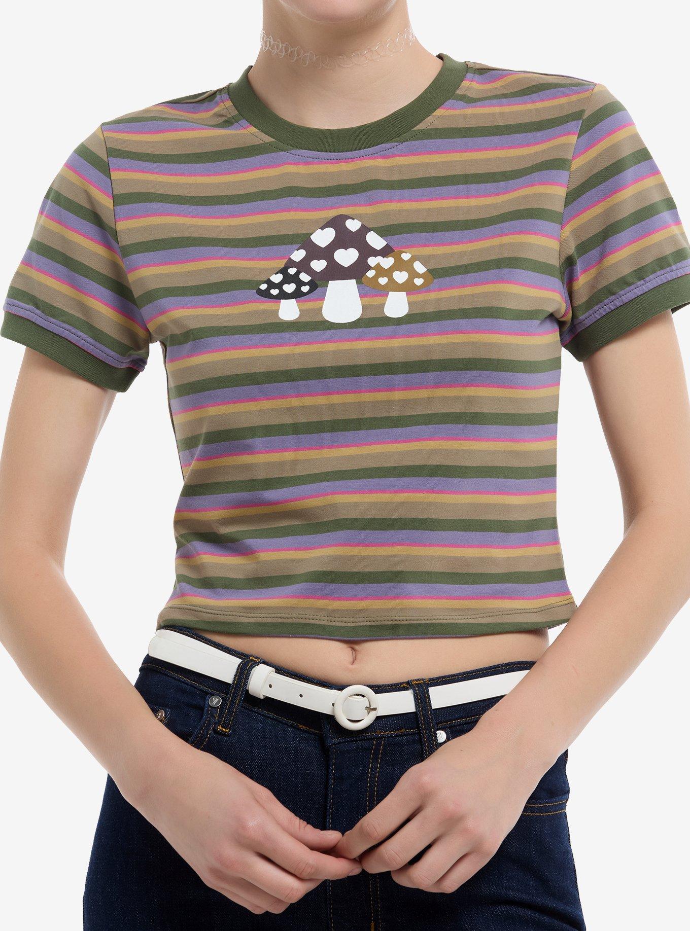 Thorn & Fable Heart Mushroom Stripe Girls Ringer Baby T-Shirt, , hi-res