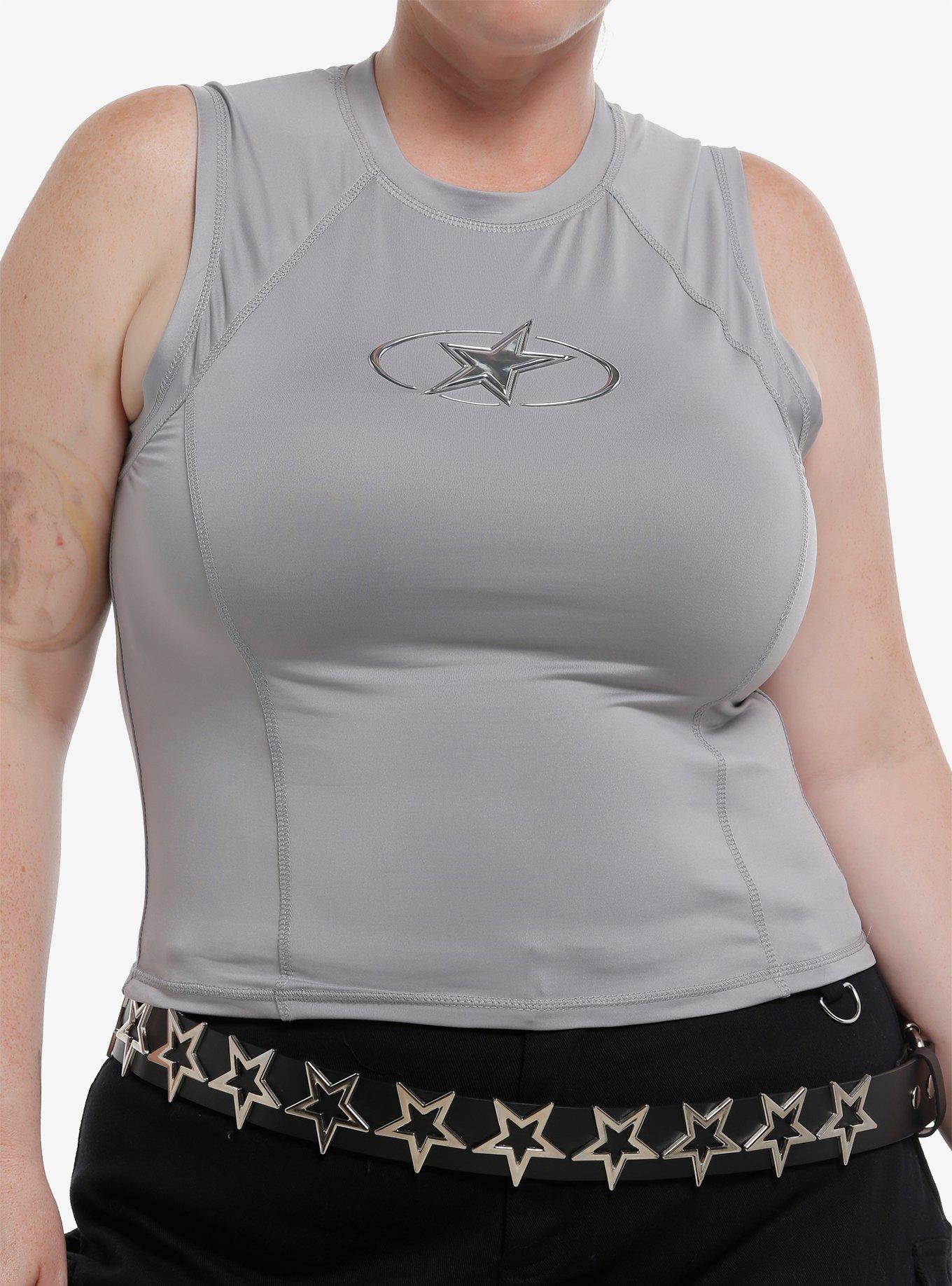 Chrome Star Emblem Girls Raglan Tank Top Plus Size, , hi-res