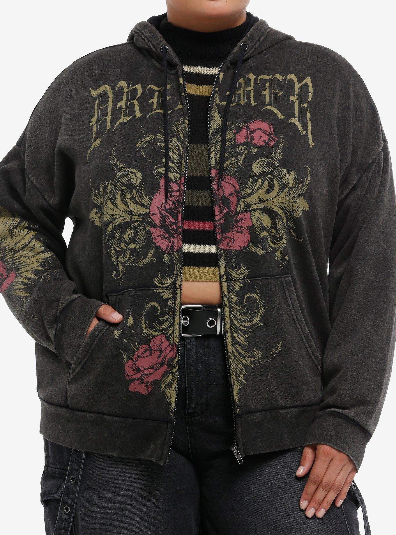 Rose Filigree Dreamer Mineral Wash Girls Hoodie Plus Size, GOLD, hi-res