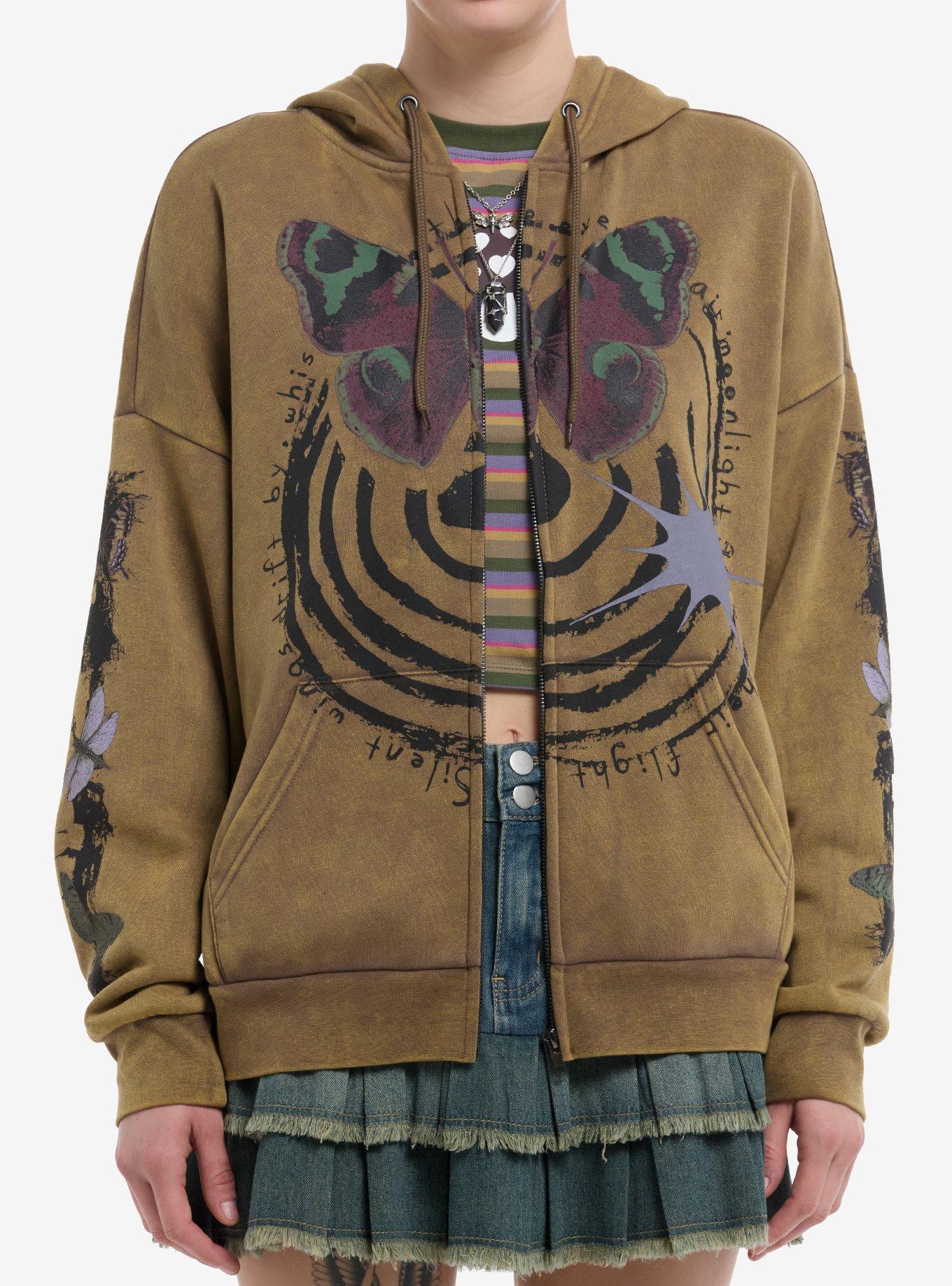 Thorn & Fable Night Insects Swirl Grunge Wash Girls Hoodie, , hi-res