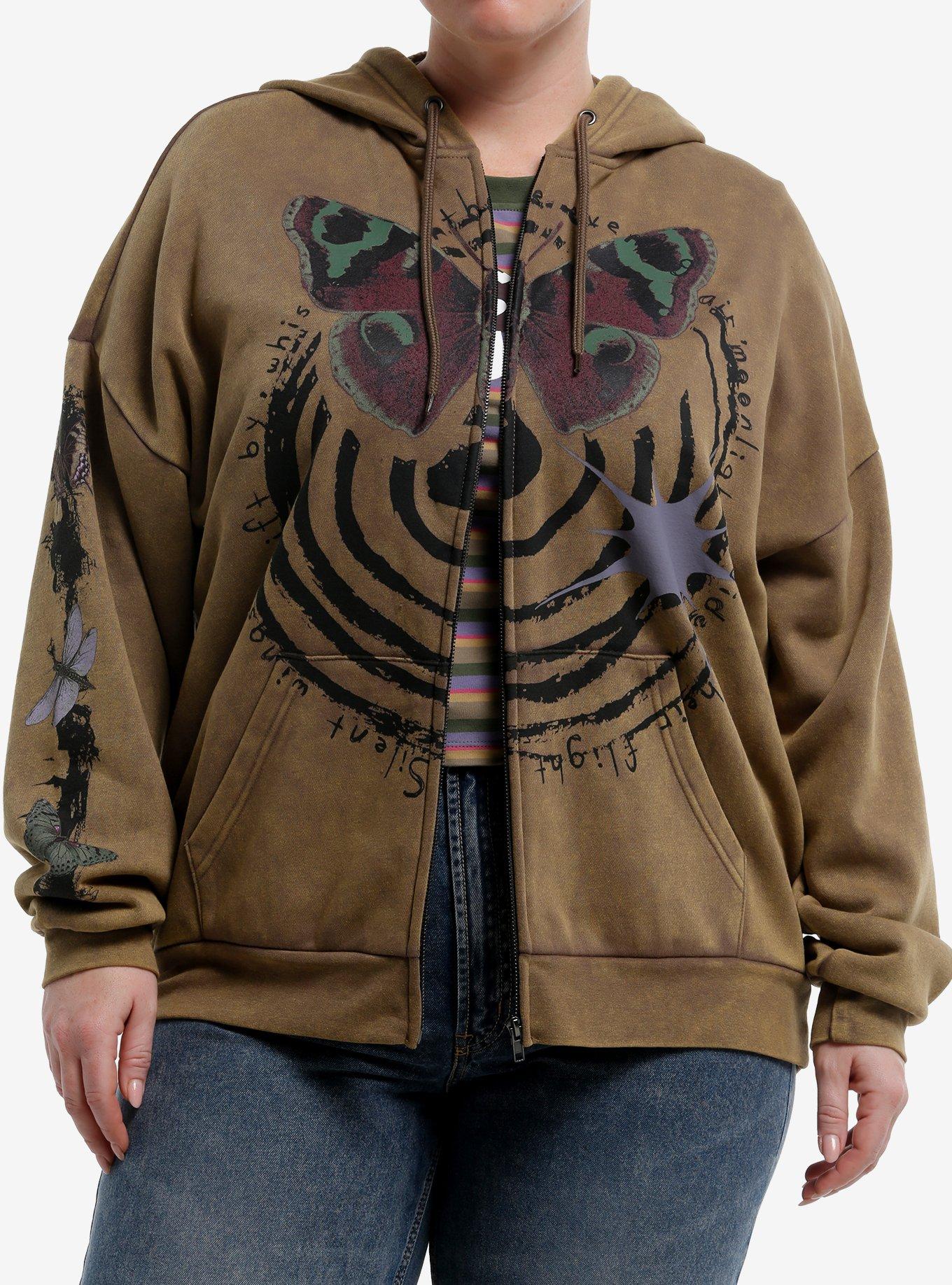 Thorn & Fable Night Insects Swirl Grunge Wash Girls Hoodie Plus Size, , hi-res