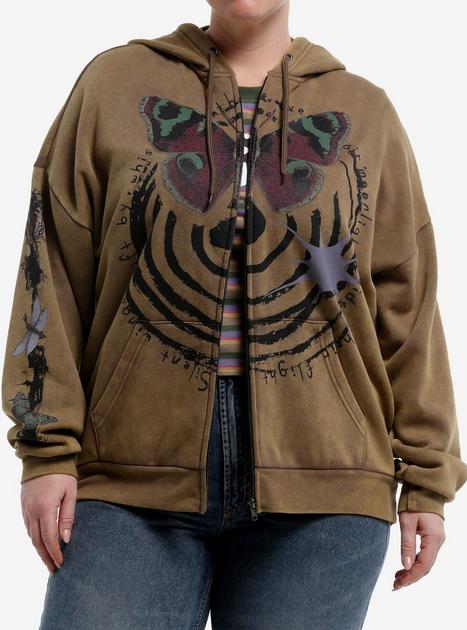 Thorn & Fable Night Insects Swirl Grunge Wash Girls Hoodie Plus Size ...