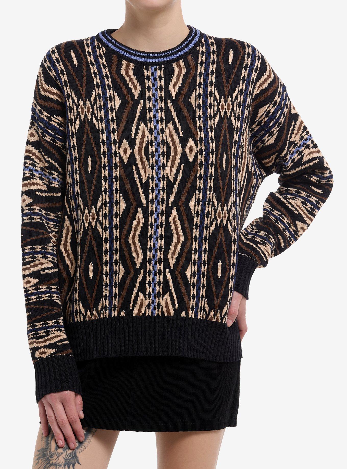 Thorn & Fable Brown Grandpa Knit Girls Sweater, , hi-res