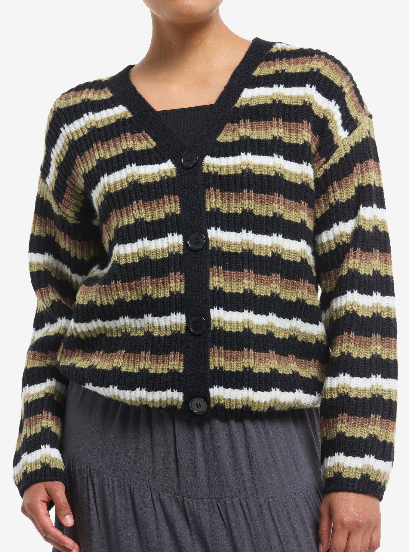 Sweet Society Earthy Brown & Green Girls Cardigan, , hi-res