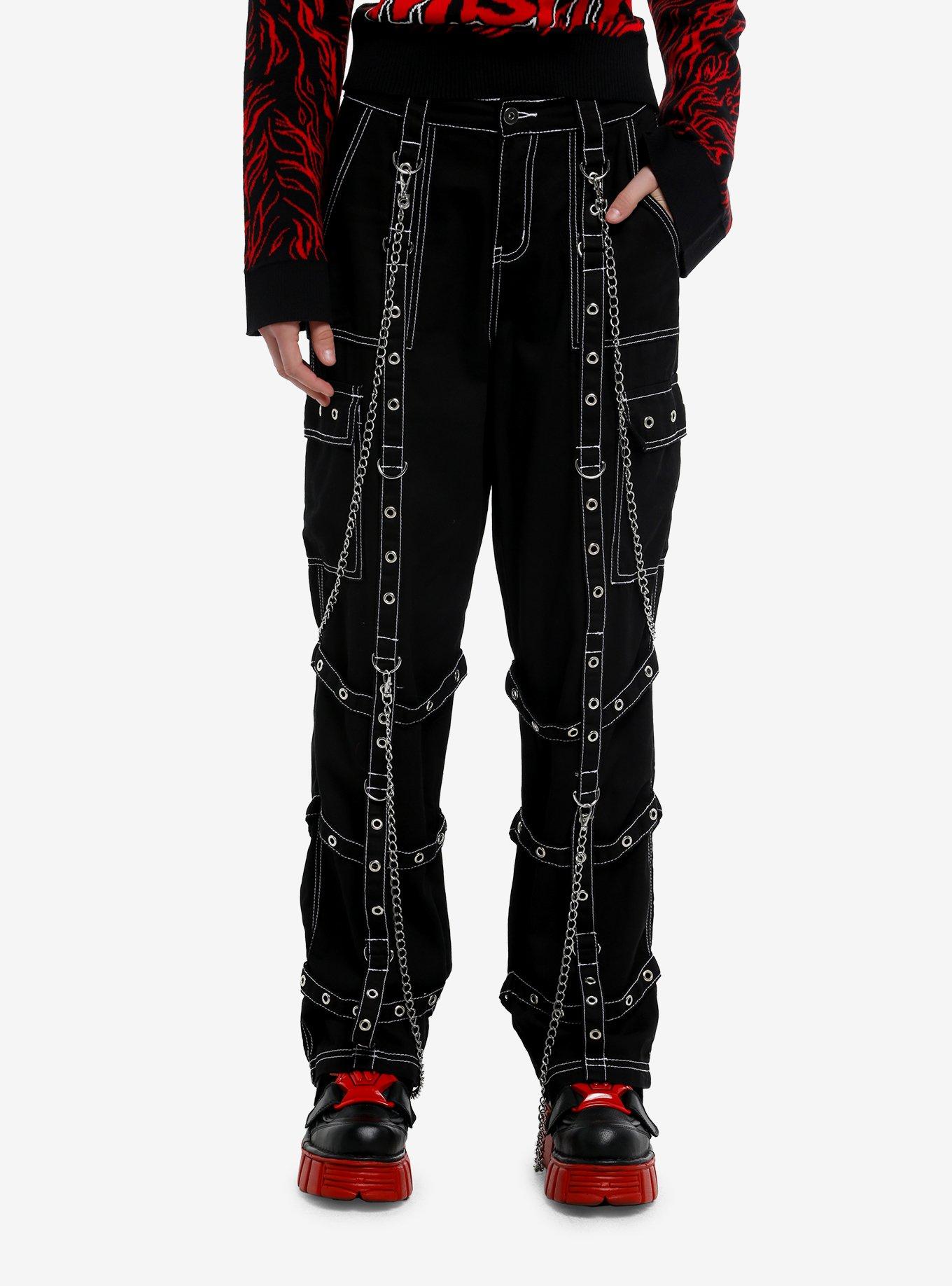 Black Grommet Hardware Contrast Carpenter Pants, , hi-res