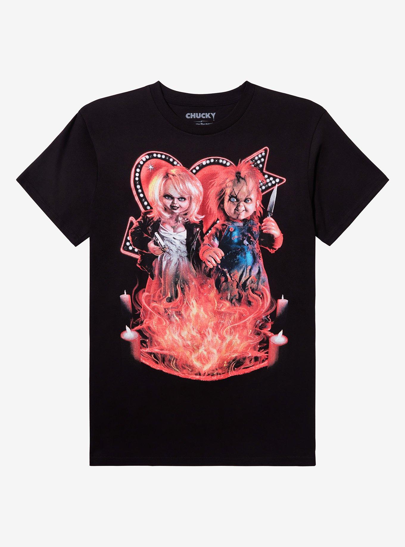 Rock Rebel Chucky & Tiffany Flames Portrait T-Shirt, , hi-res