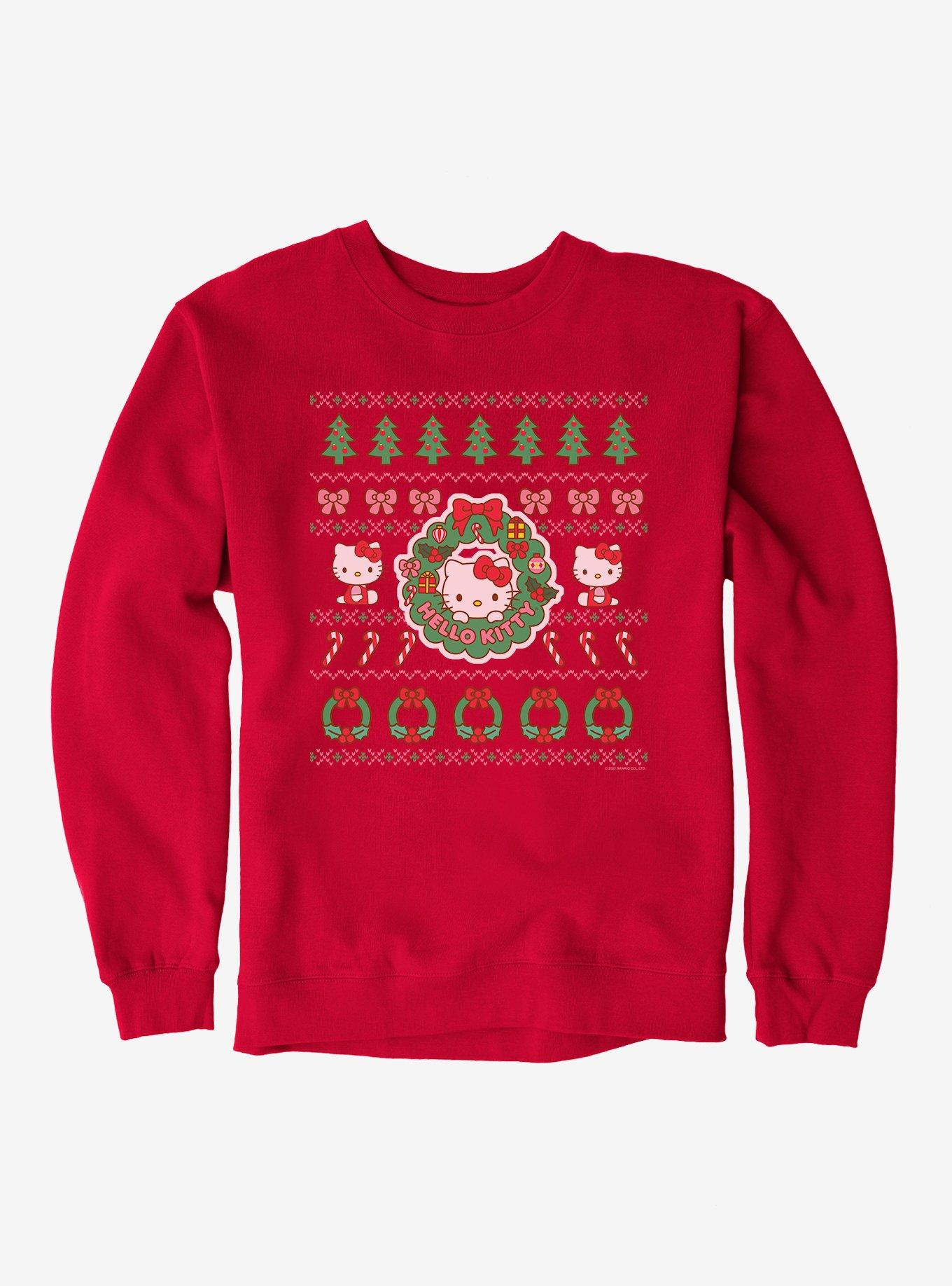 Hello Kitty Ugly Christmas Pattern Sweatshirt, RED, hi-res