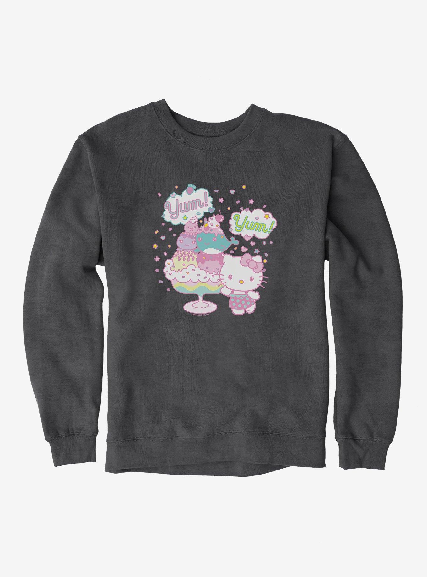 Hello Kitty Kawaii Vacation Dessert Time Sweatshirt, DARK HEATHER, hi-res view 1