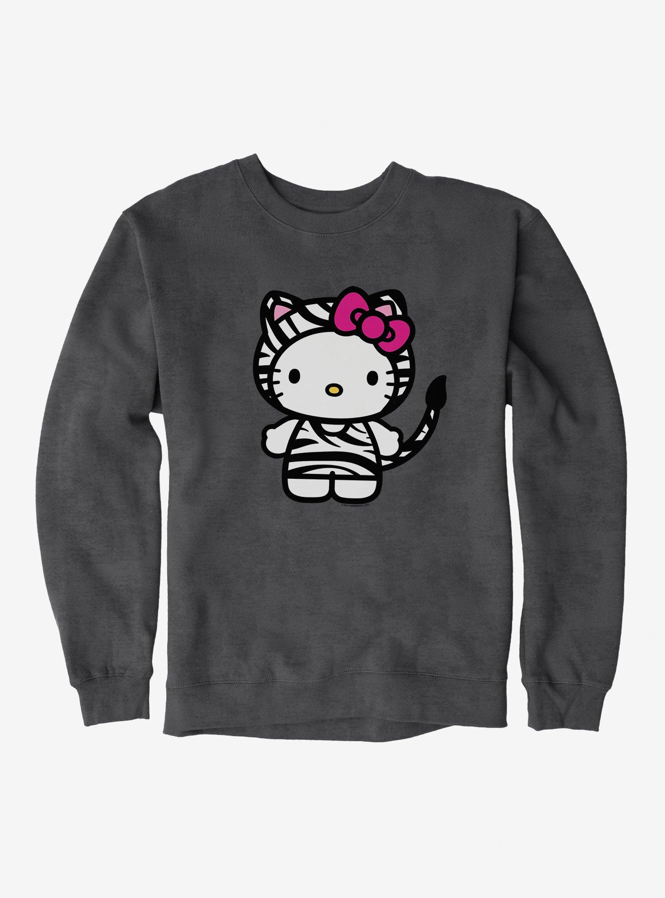 Hello Kitty Jungle Paradise Zebra Stripes Sweatshirt, DARK HEATHER, hi-res