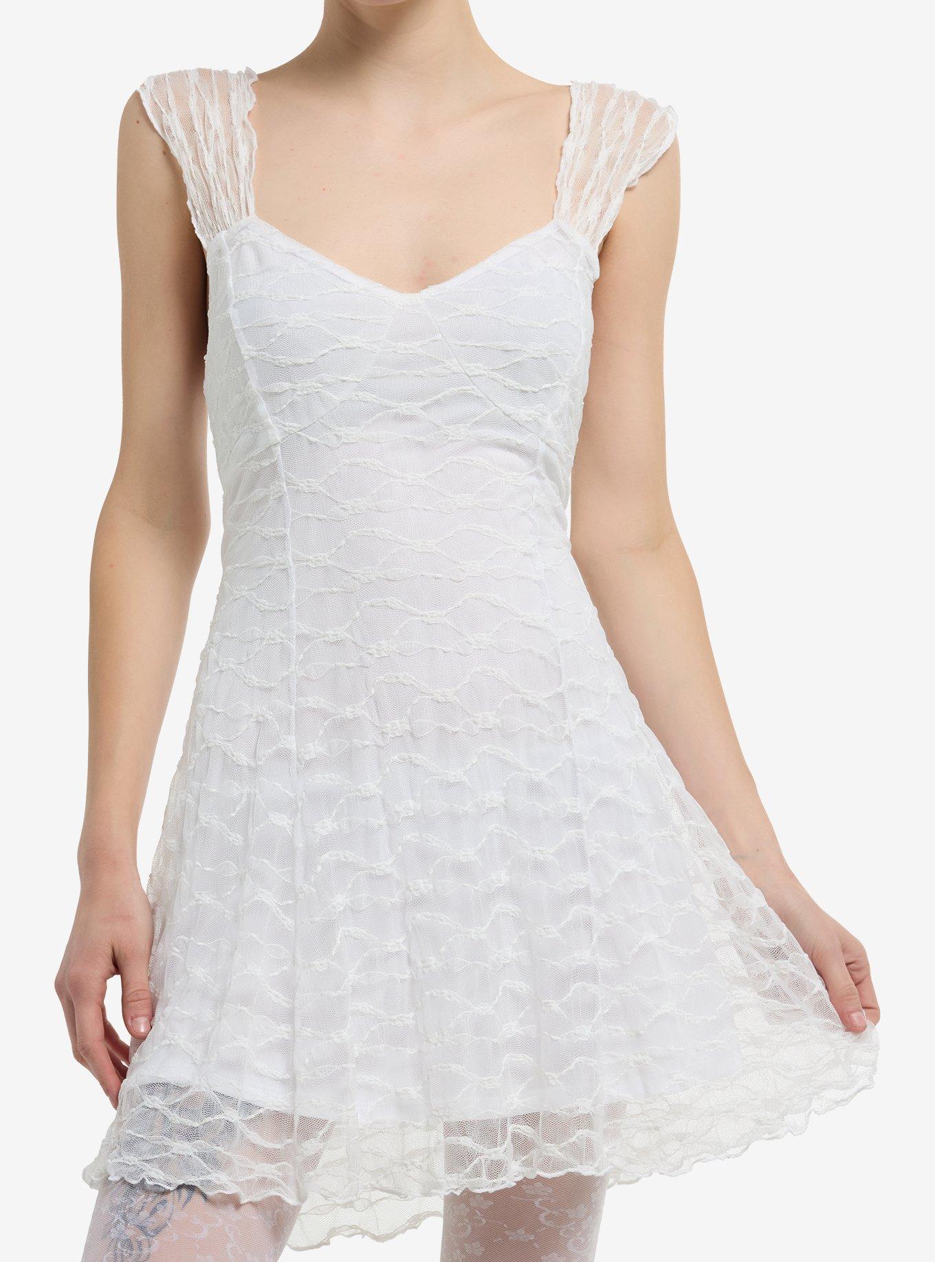 White Lace Fit & Flare Mini Dress, , hi-res