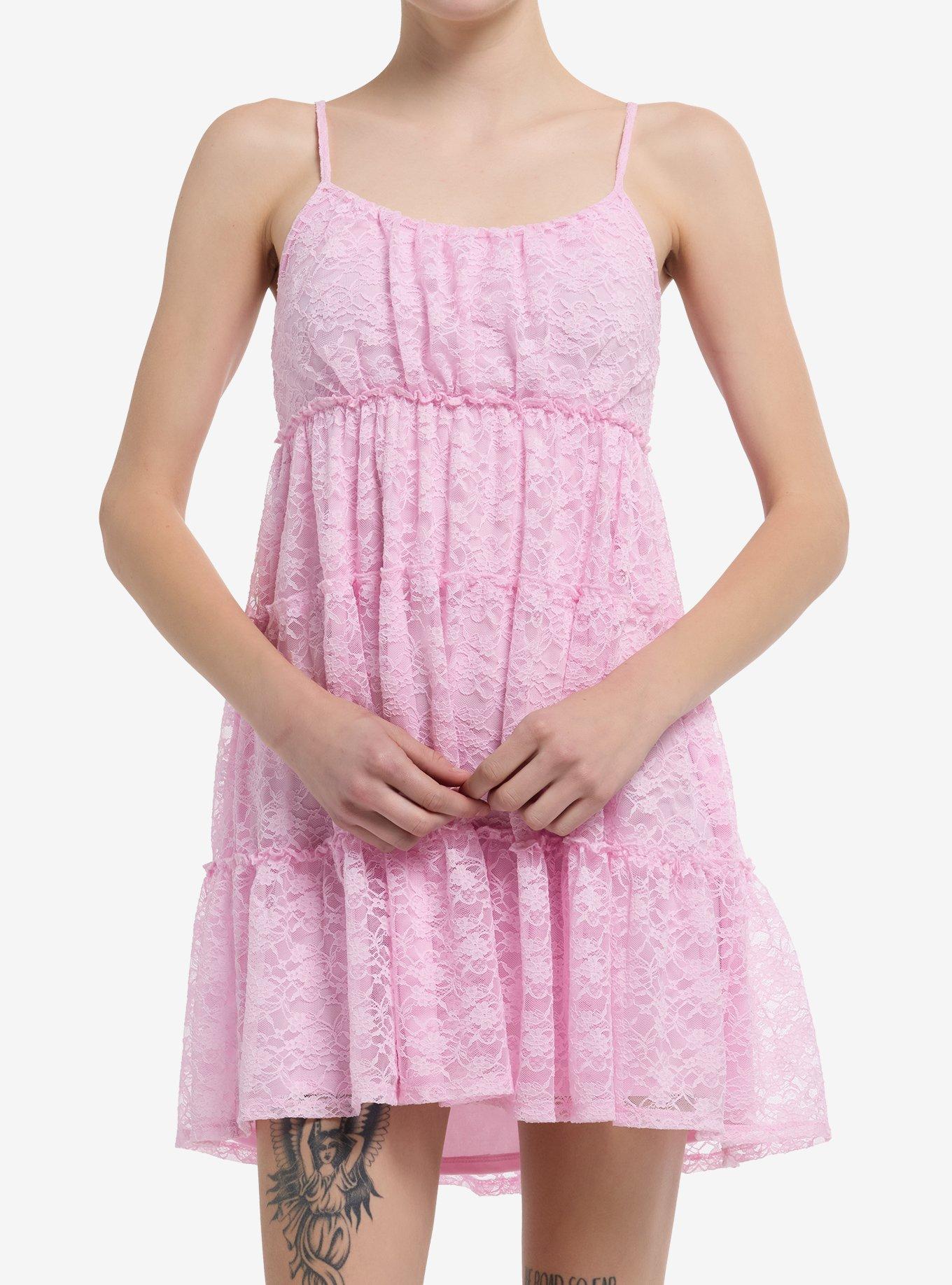 Bubblegum Pink Lace Cami Dress, , hi-res