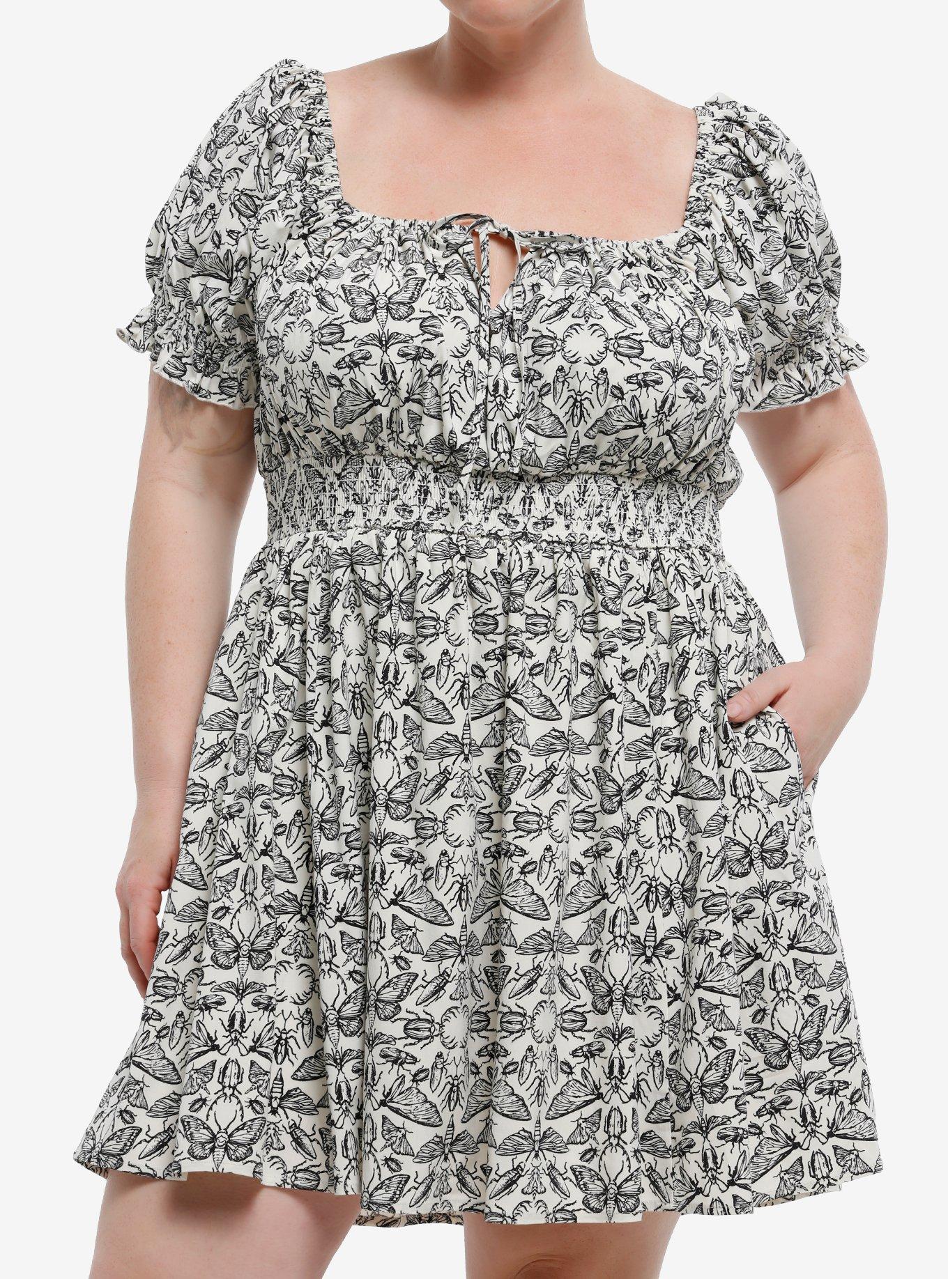 Thorn & Fable Ivory Bug Collage Mini Dress Plus Size, , hi-res